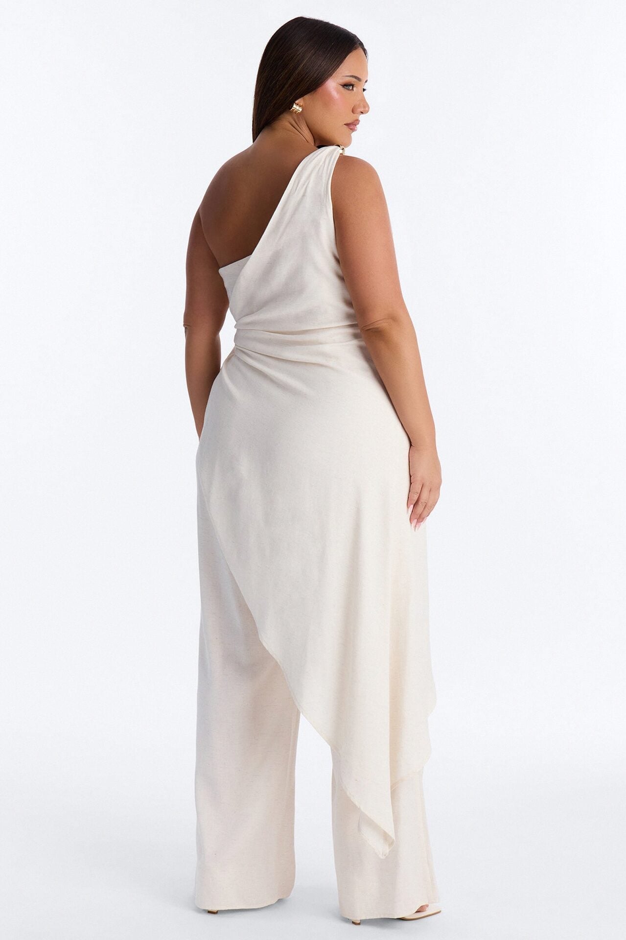 Zena Off Shoulder Draped Jumpsuit - Ivory image 9