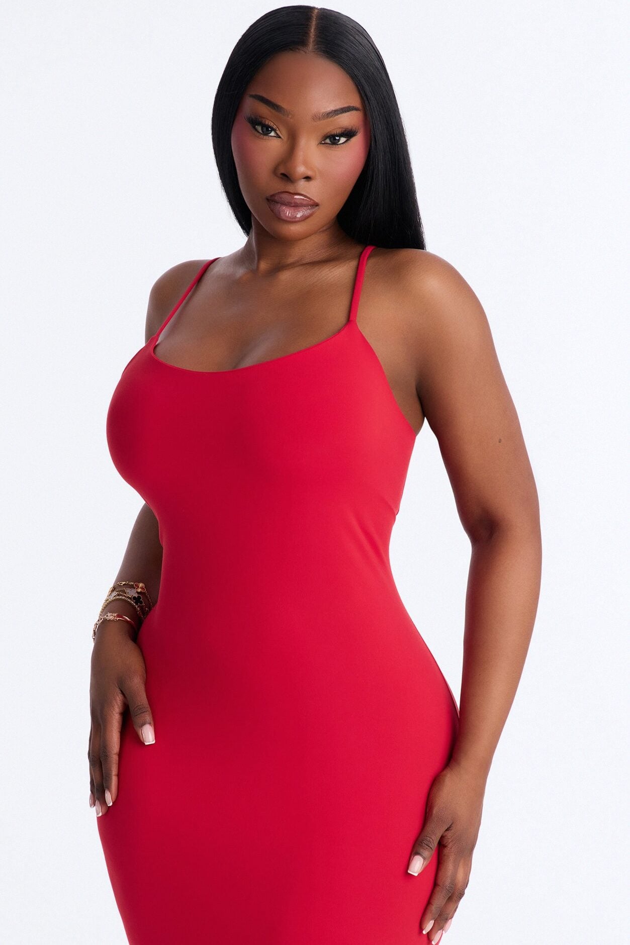 Lylah Double Lined Midi Dress - Red image 6
