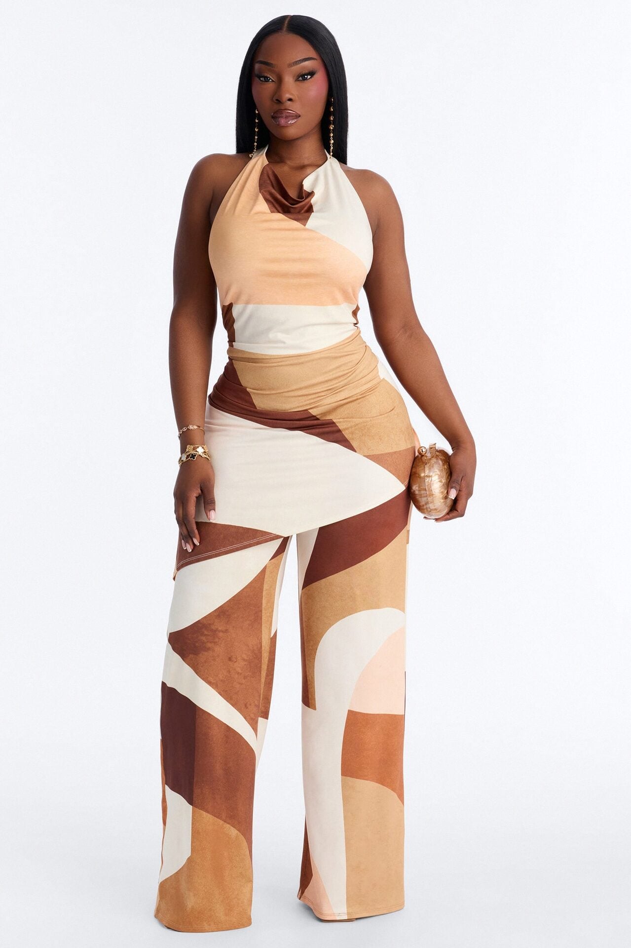 Felicity Straight Leg 2 Piece Jumpsuit - Brown image 5