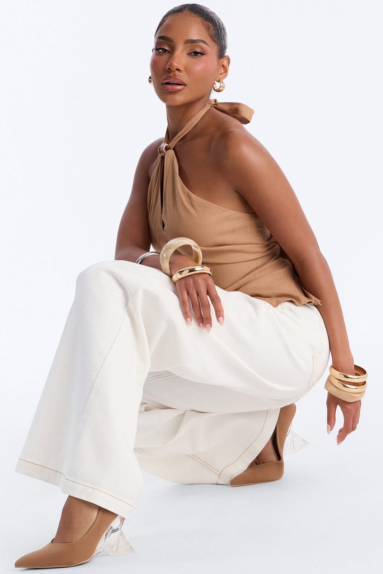 Devondra Clear Heel Pumps - Camel image 5