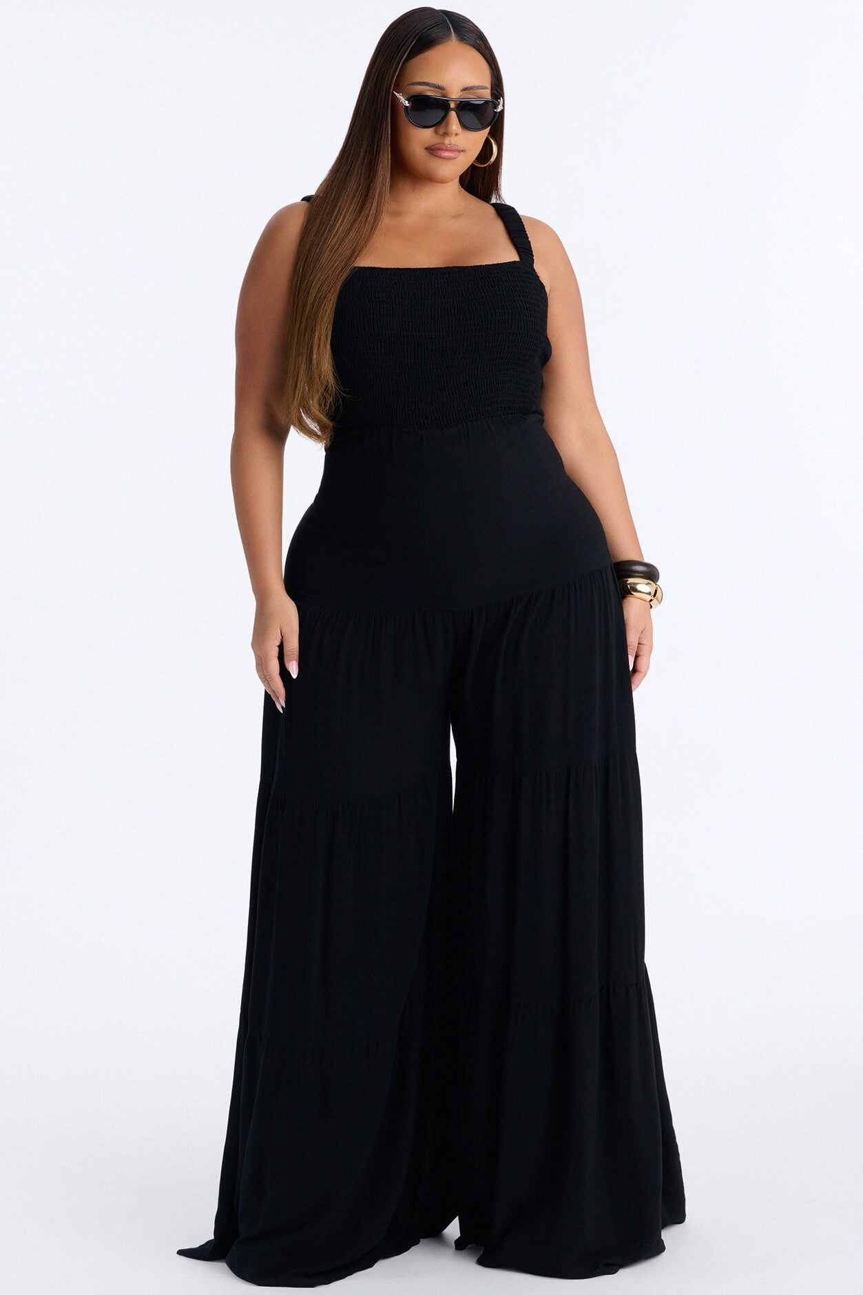 Risa Tiered Wide Leg Jumpsuit - Black image 1