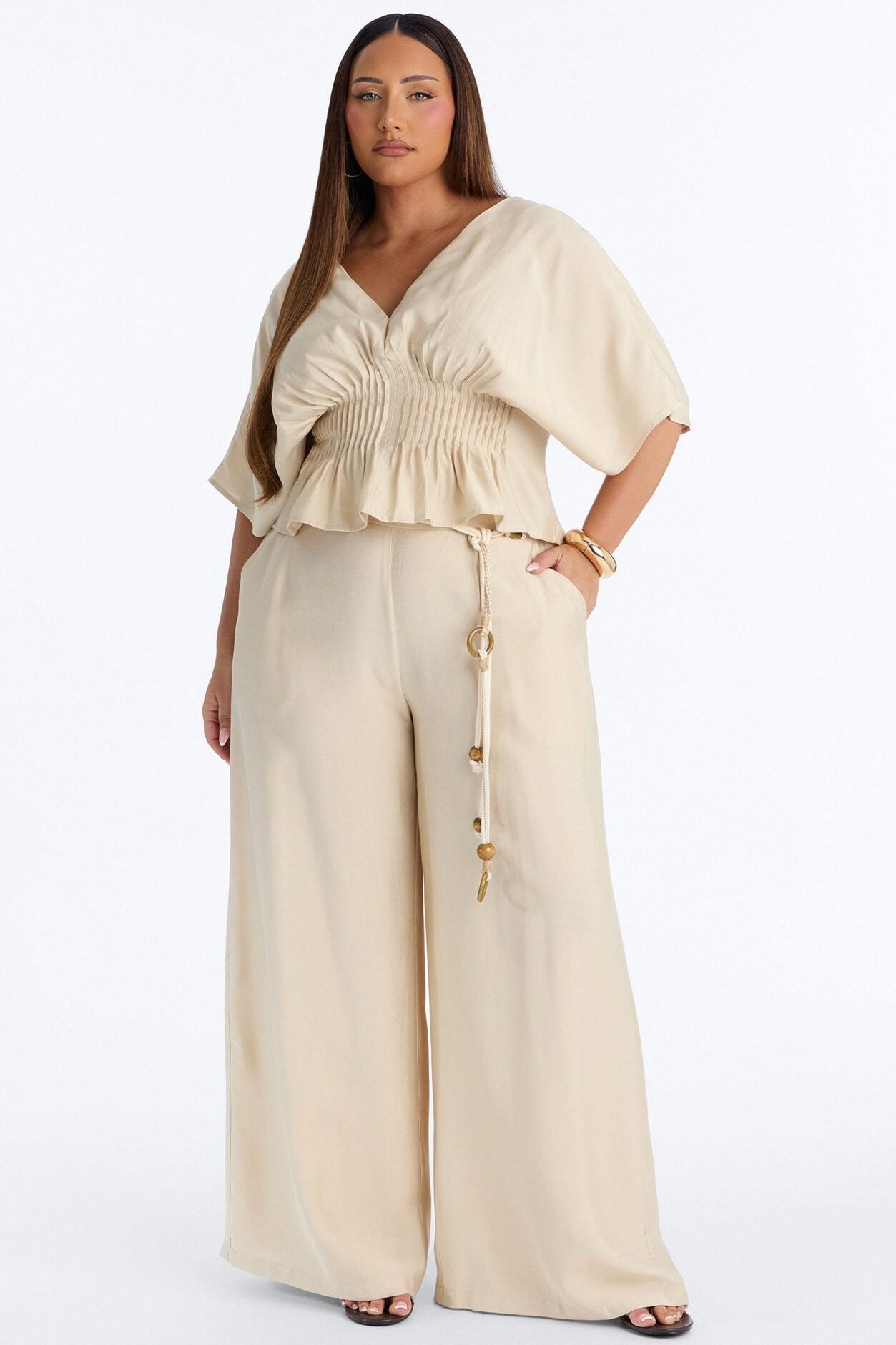Miranda Linen Pant Set - Taupe image 1