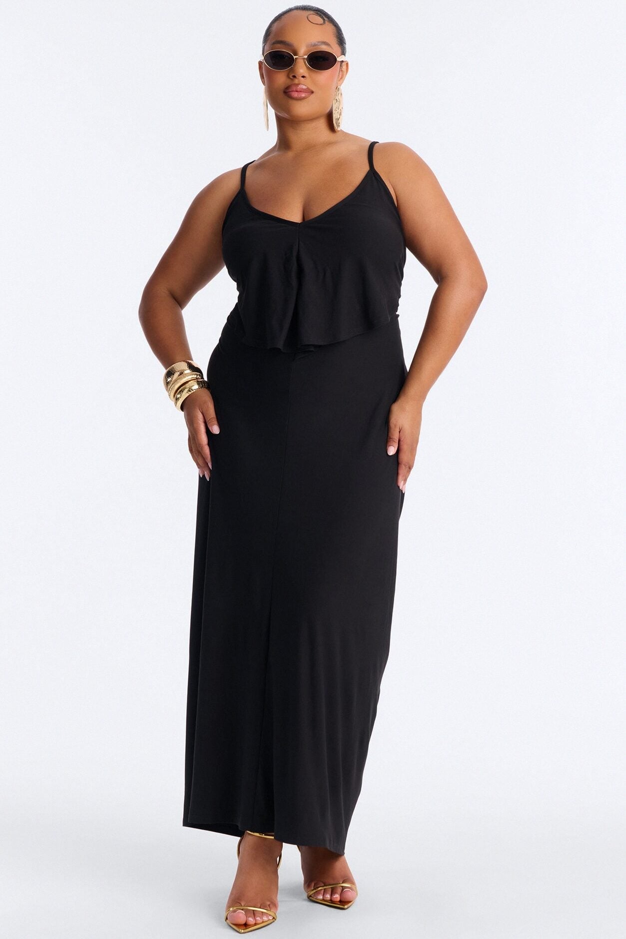 Selena Backless Drape Maxi Dress - Black image 1
