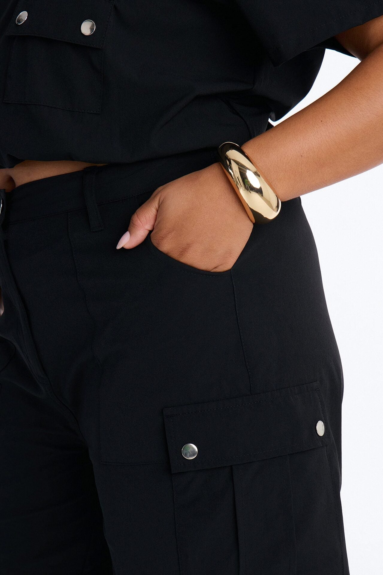 Nessa Nylon Cargo Short Set - Black image 7