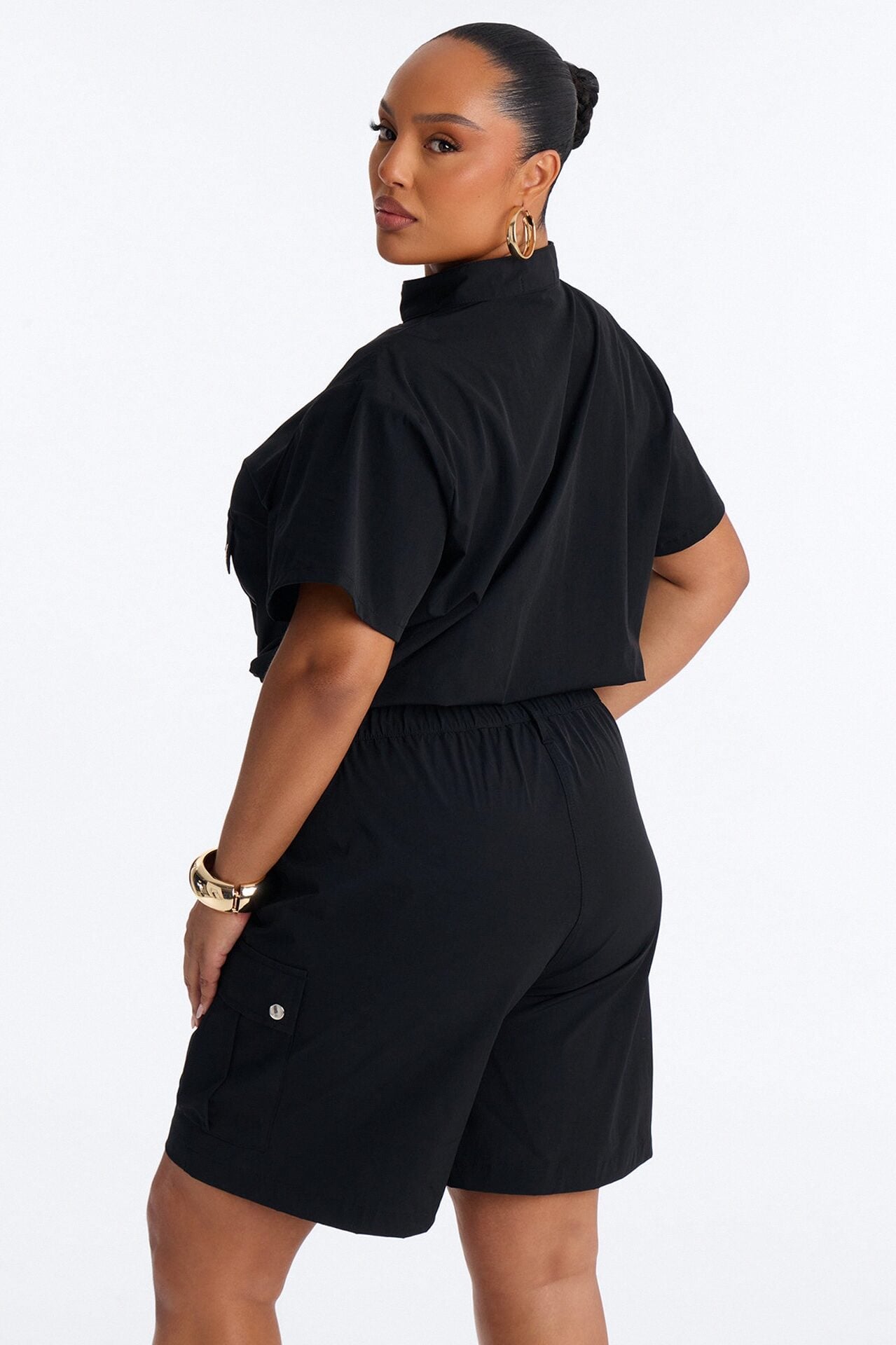 Nessa Nylon Cargo Short Set - Black image 8
