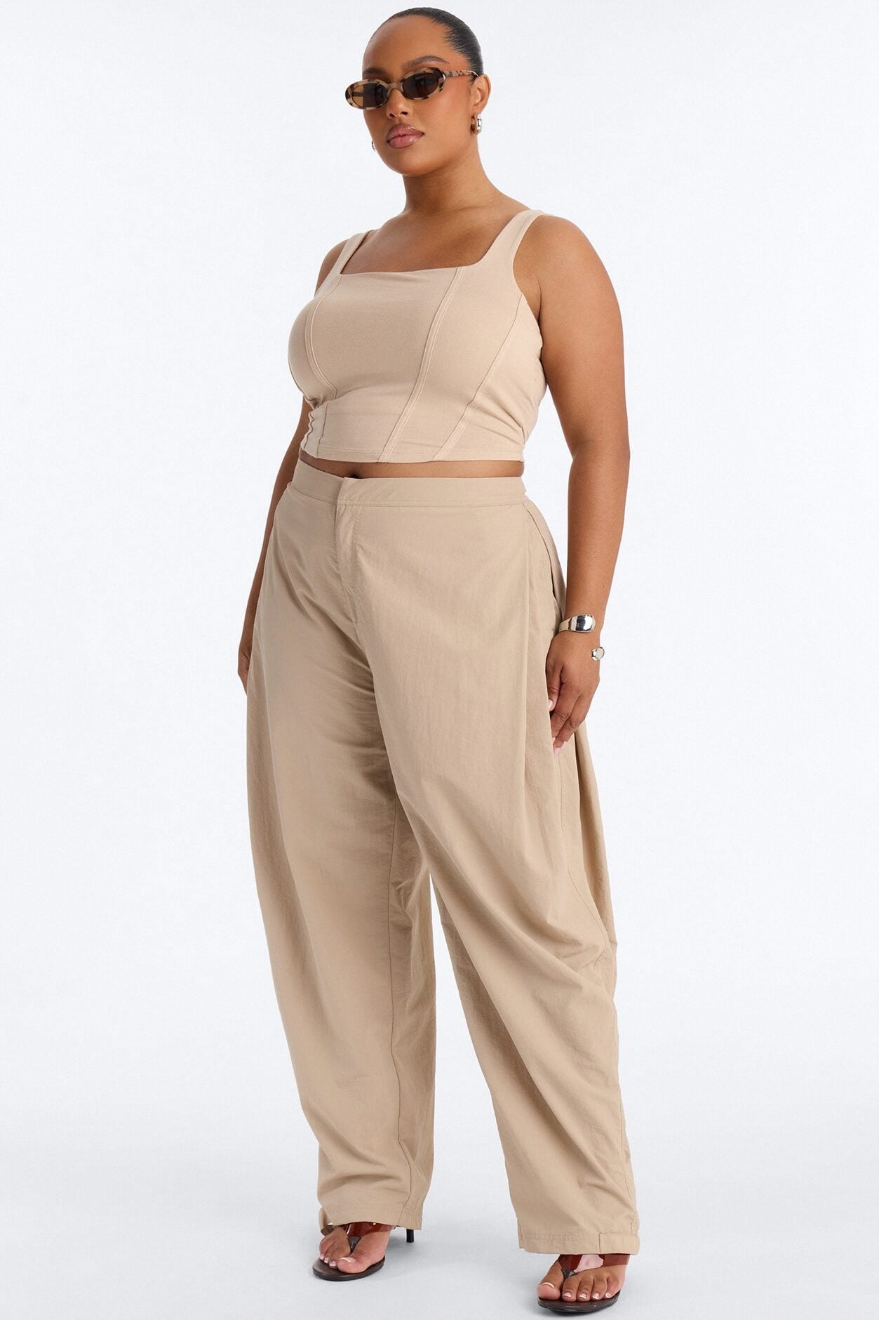 Nylon Windbreaker Pant - Stone image 1