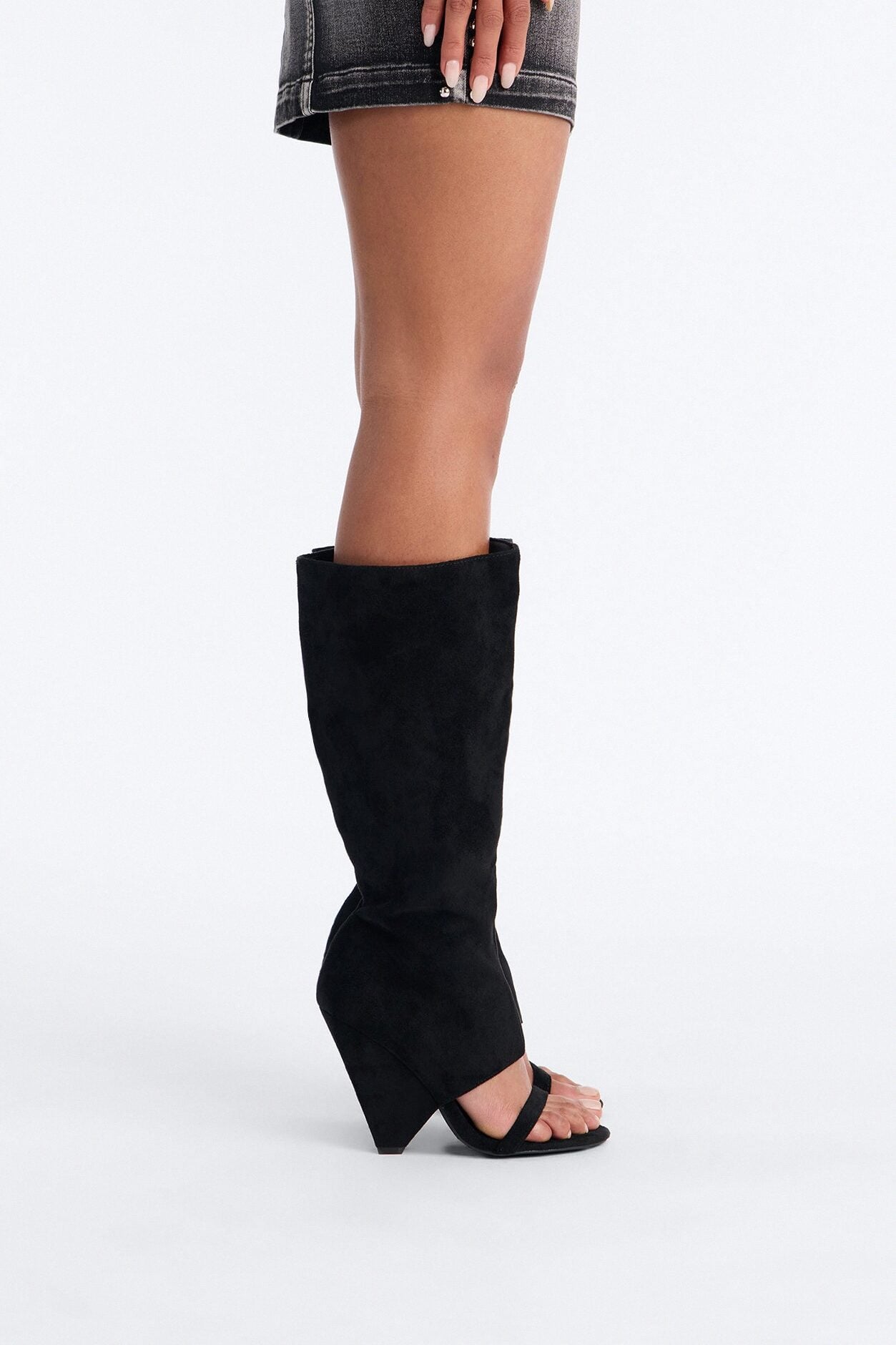 Mavey Suede Overlay Heels - Black image 3
