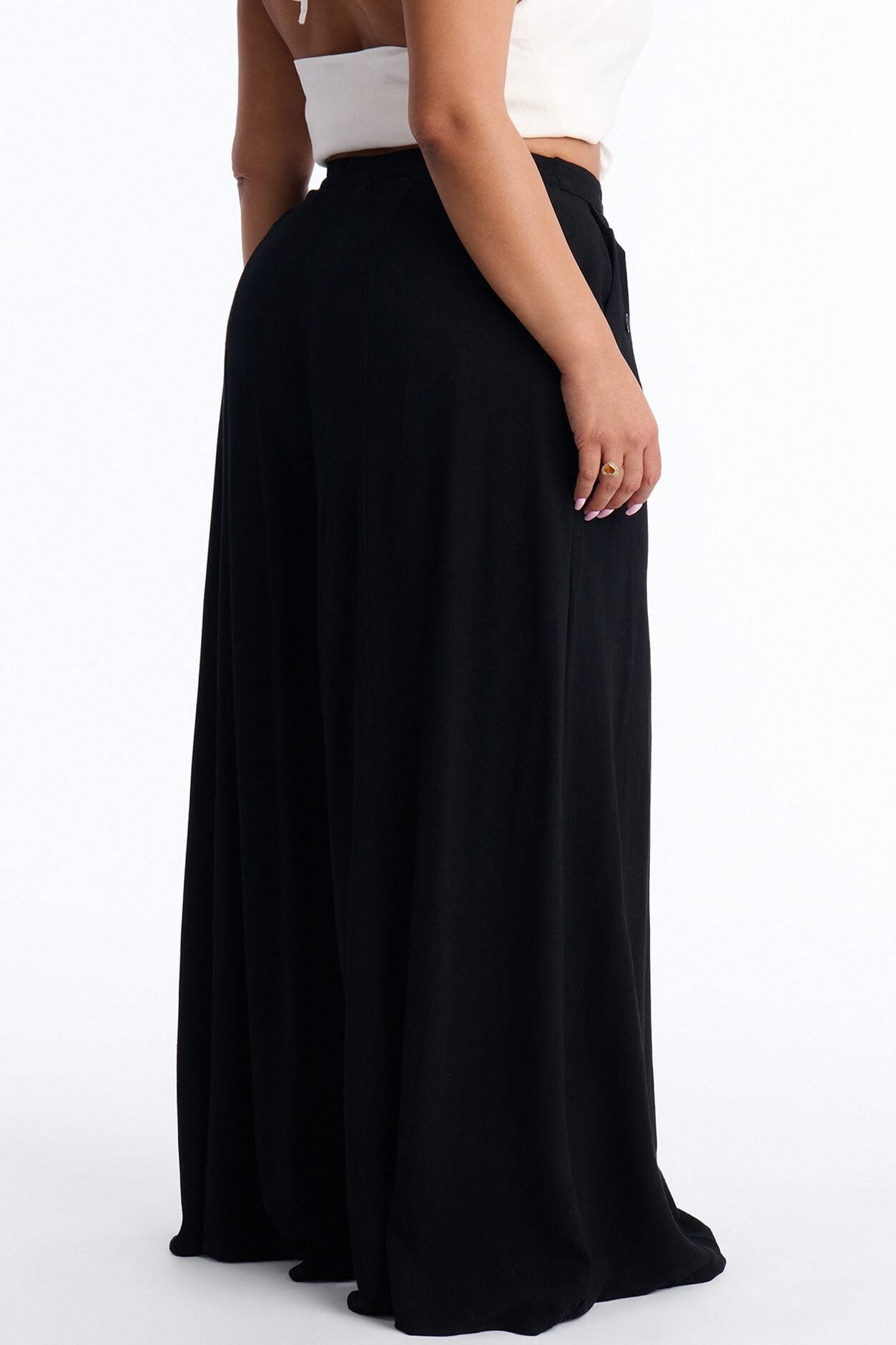 Aubrey High Rise Linen Wide Leg Pant 33″ - Black image 7