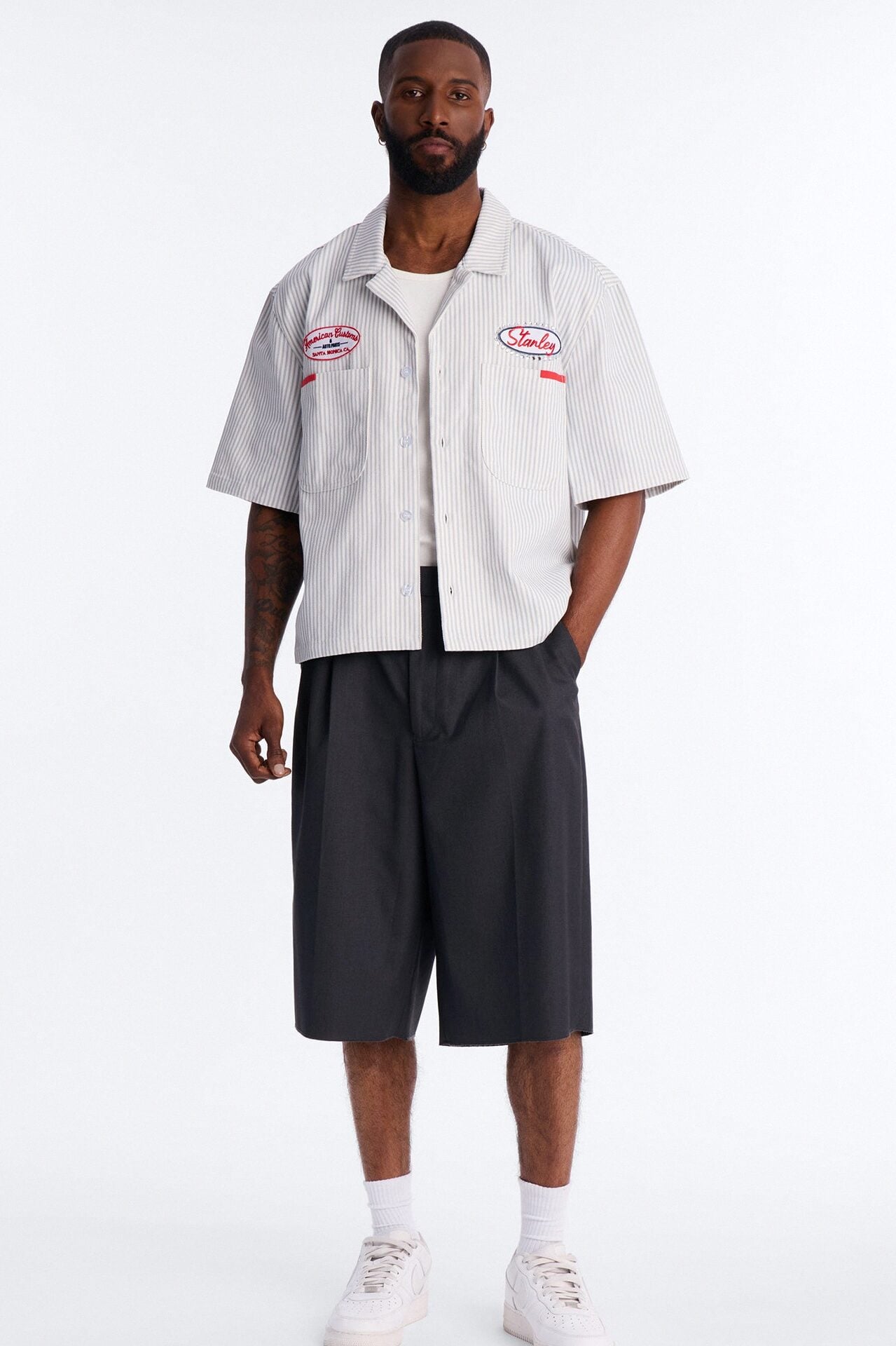 Cropped Tune Up Mechanic Shirt - Blue image 2