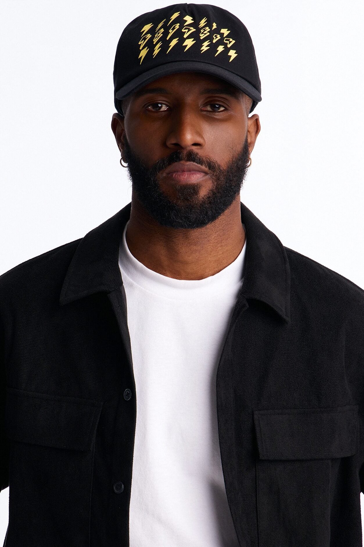 Lightning Cotton Twill Unstructured Snapback Hat - Black image 2