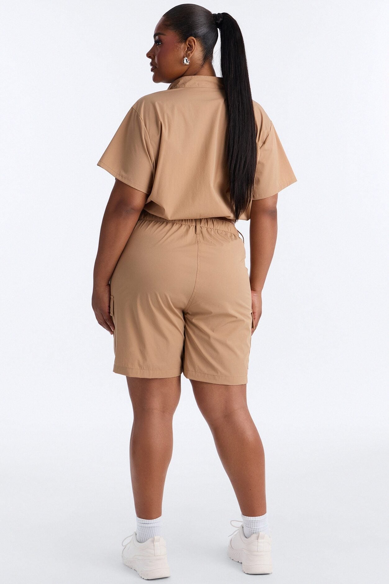 Nessa Nylon Cargo Short Set - Tan image 8