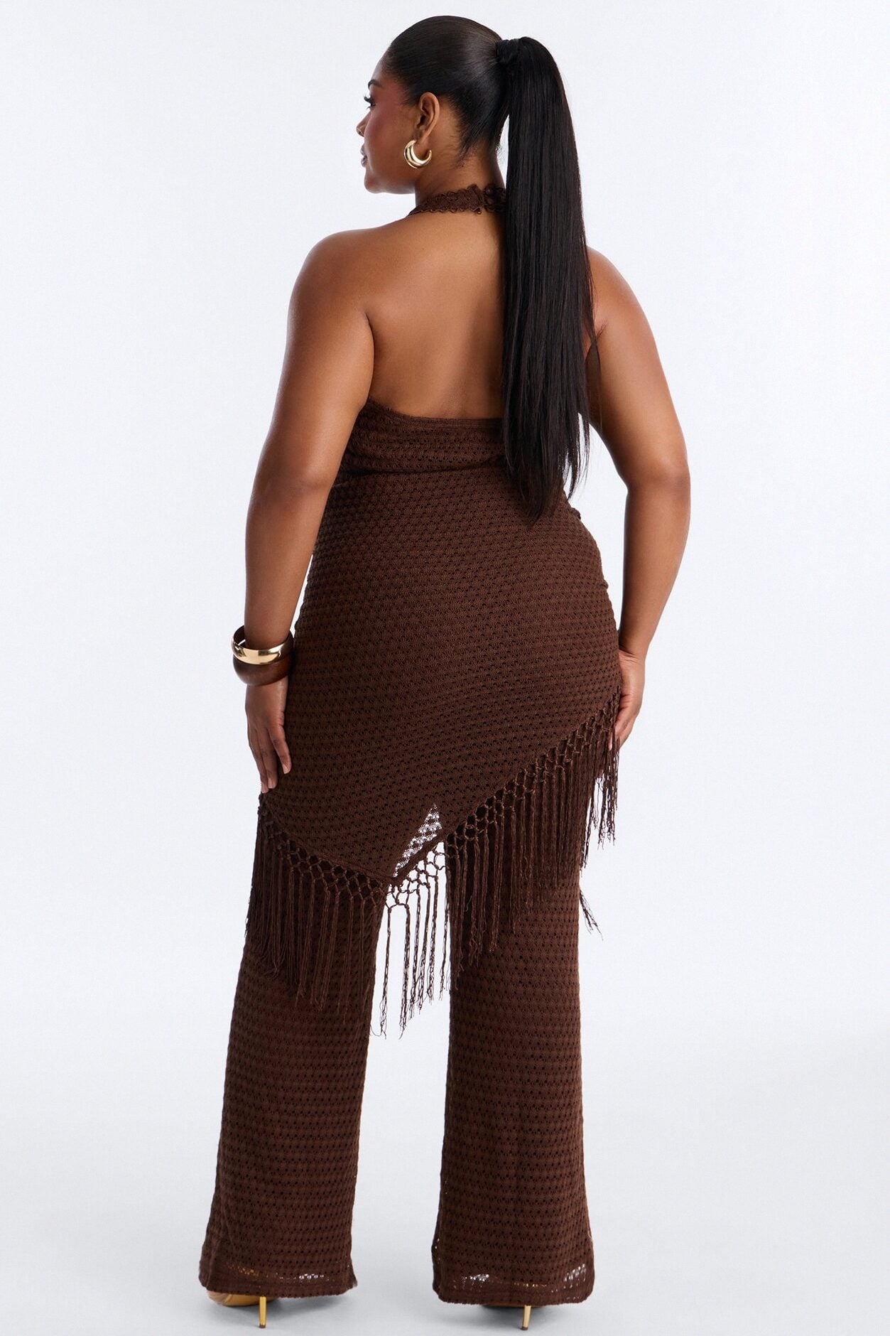 Mariah Jumpsuit And Tie Waist Scarf Set - Chocolate image 8