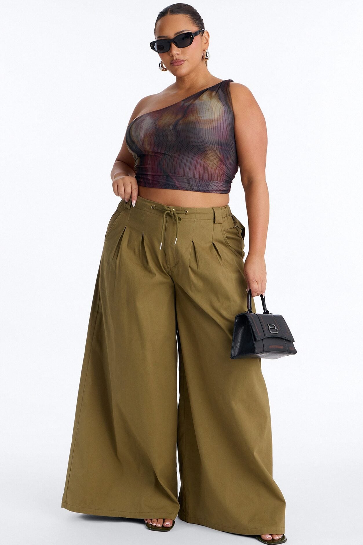 Mira High Rise Cargo Wide Leg Pant - Olive image 1