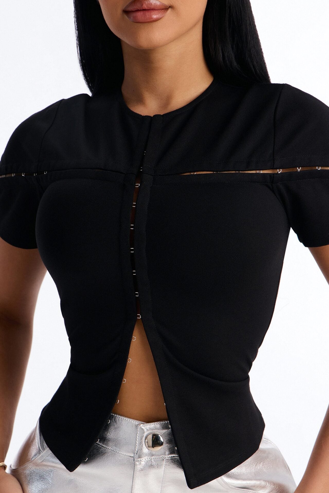 Hooked On You Short Sleeve Top - Black image 3