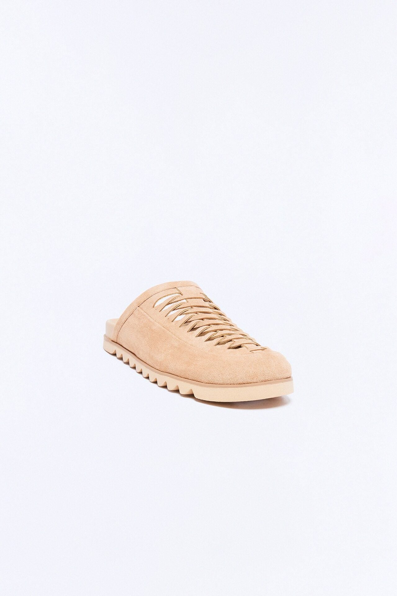 Woven Slip On Faux Suede Mule - Nude image 4