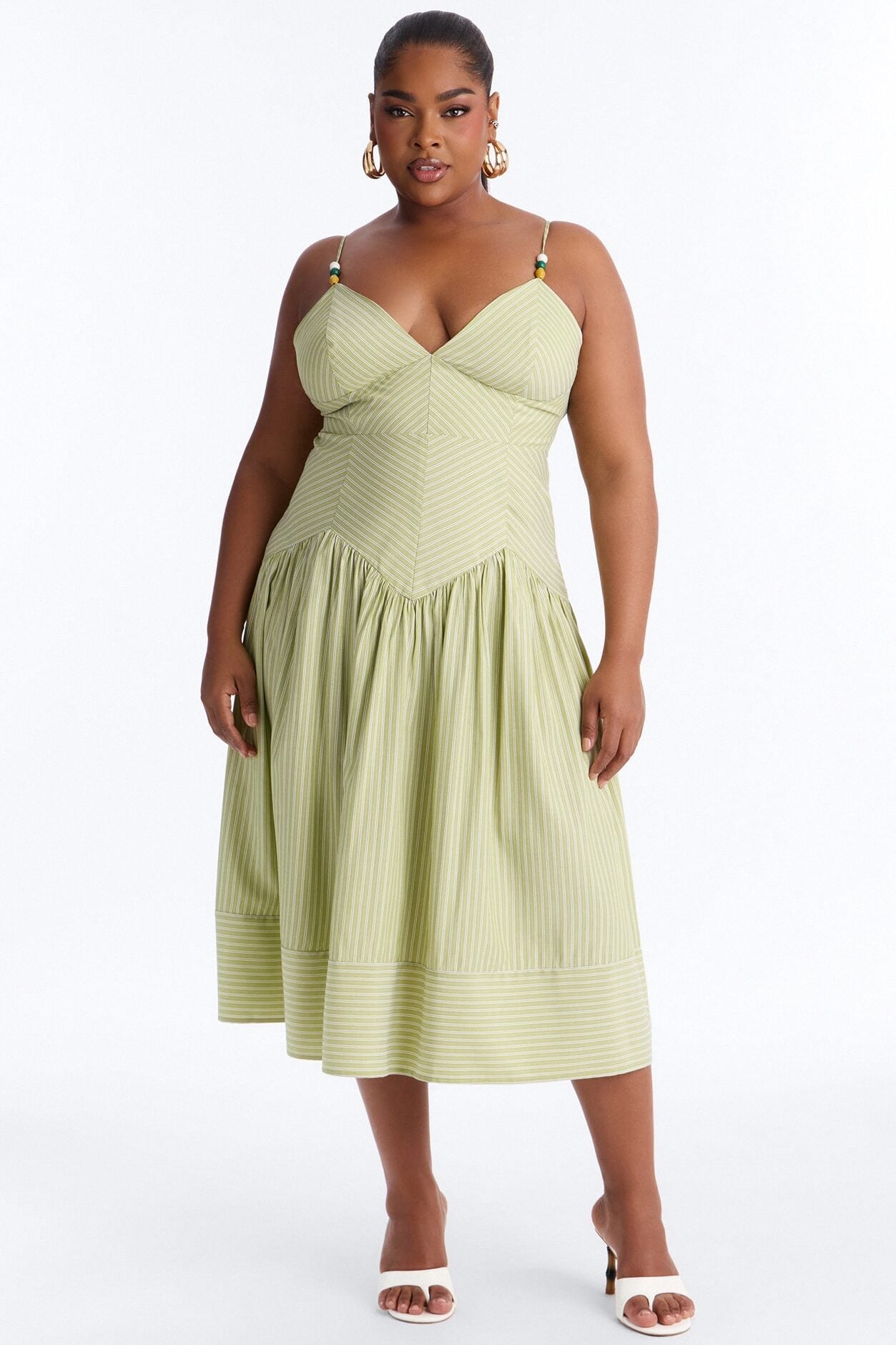 Harmony Striped Midi Dress - Sage image 1