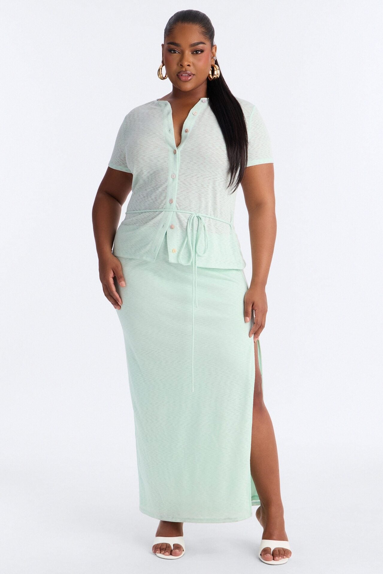 Sara Button Up Maxi Dress - Sage image 1