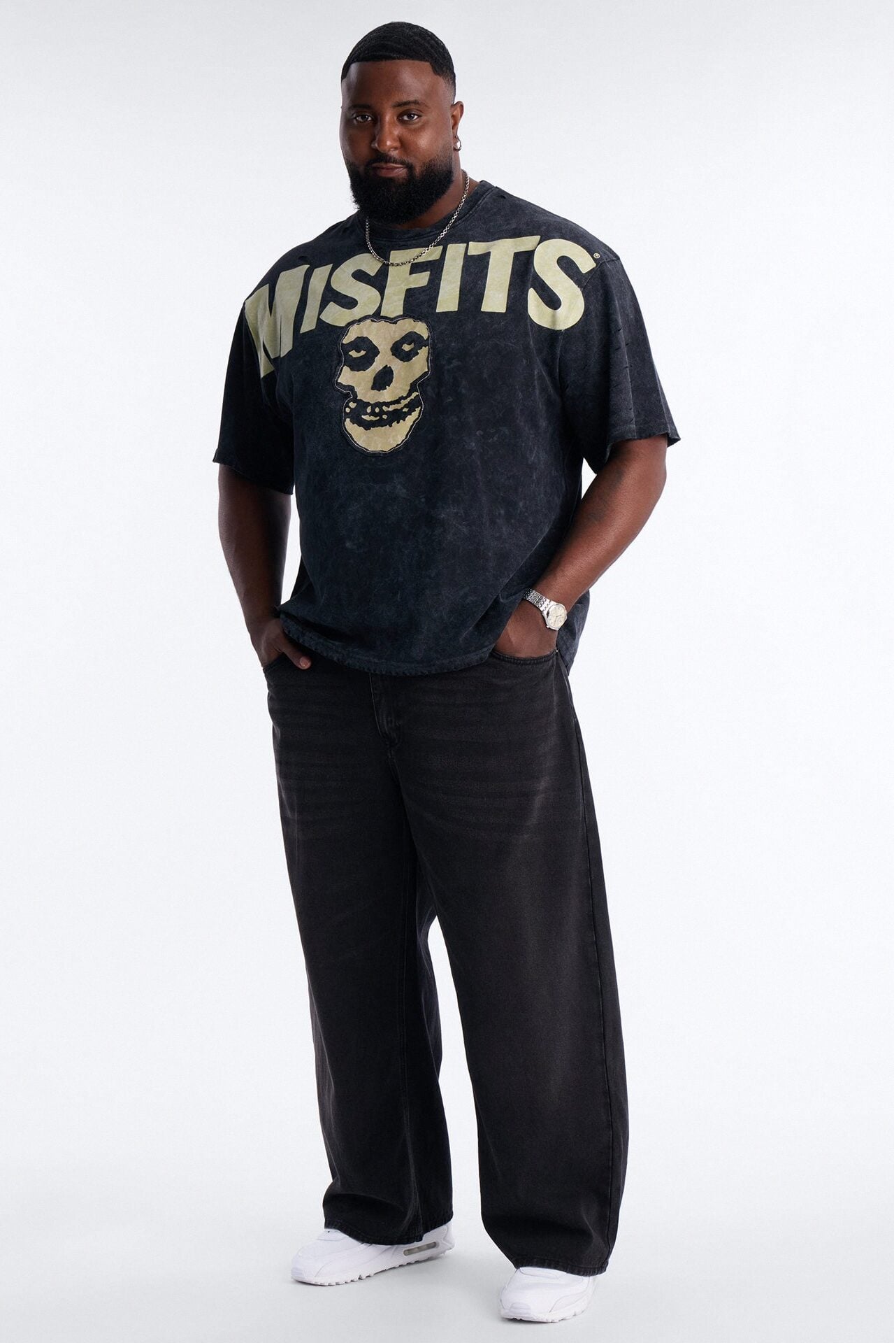 Misfits Destroyed Mineral Wash Short Sleeve Tee - Black image 6