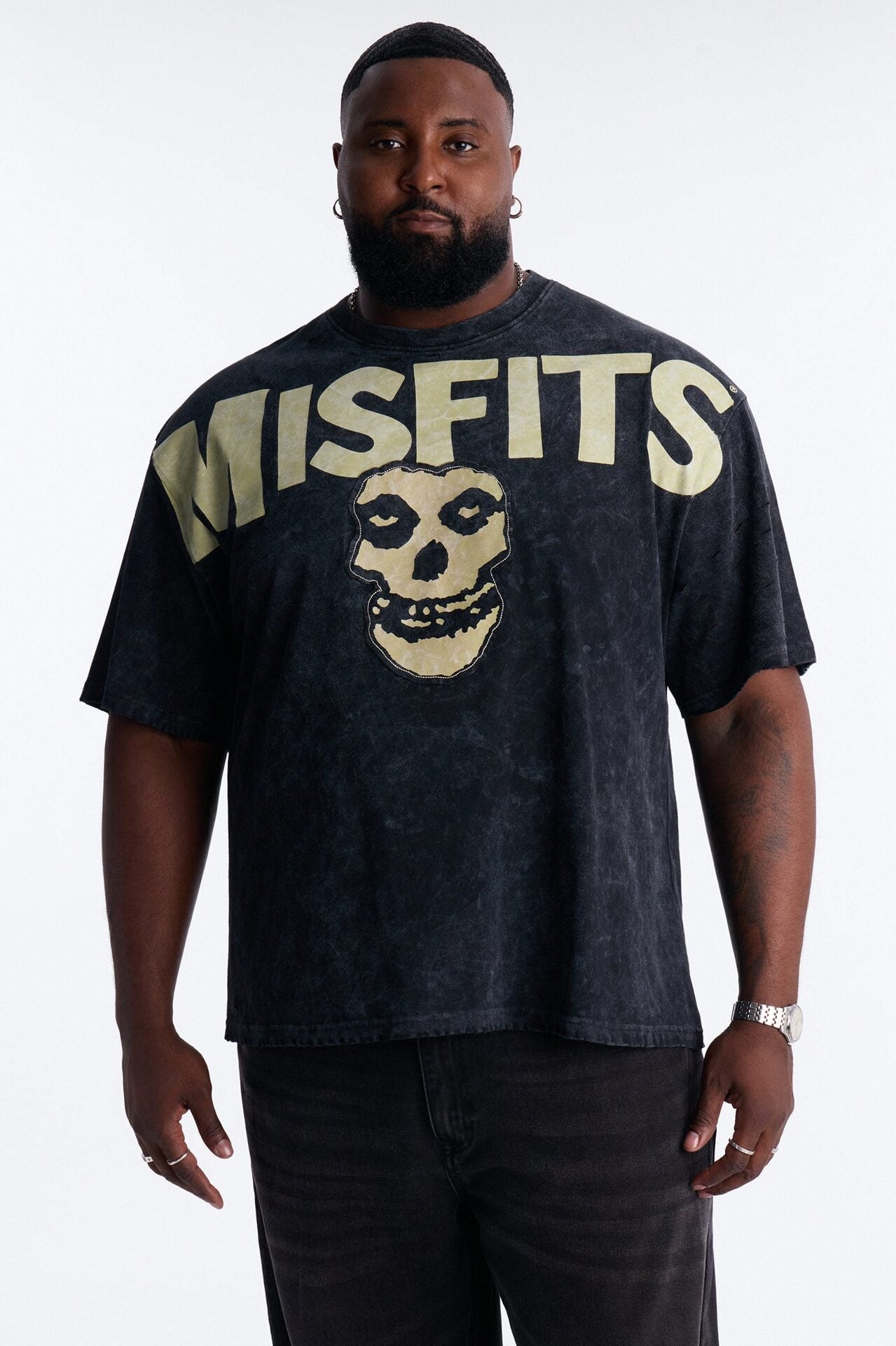 Misfits Destroyed Mineral Wash Short Sleeve Tee - Black image 5
