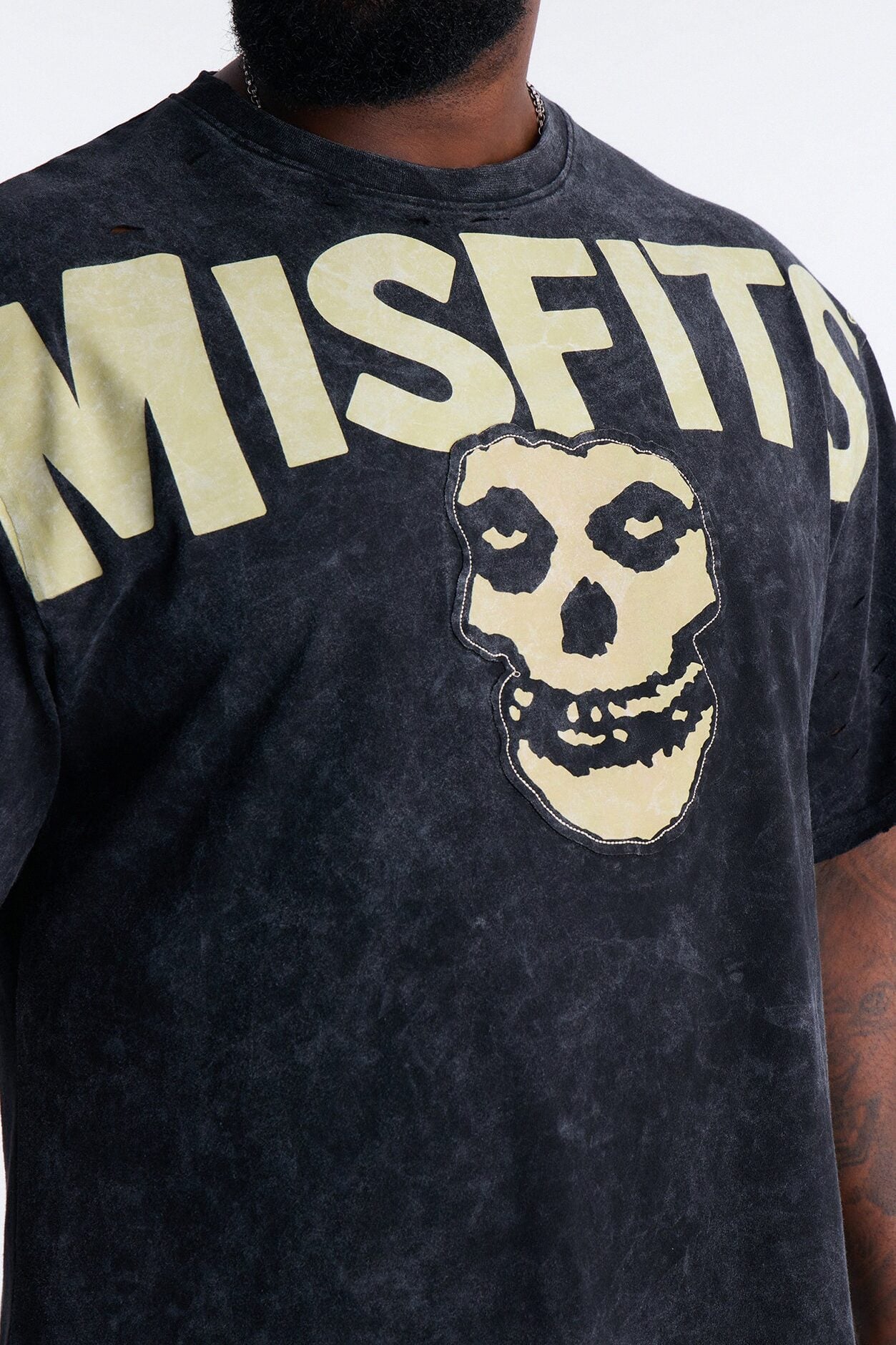Misfits Destroyed Mineral Wash Short Sleeve Tee - Black image 7