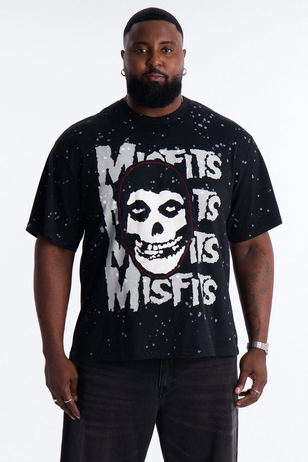 Misfits Rebel Applique Detail Graphic Short Sleeve Tee - Black image 5