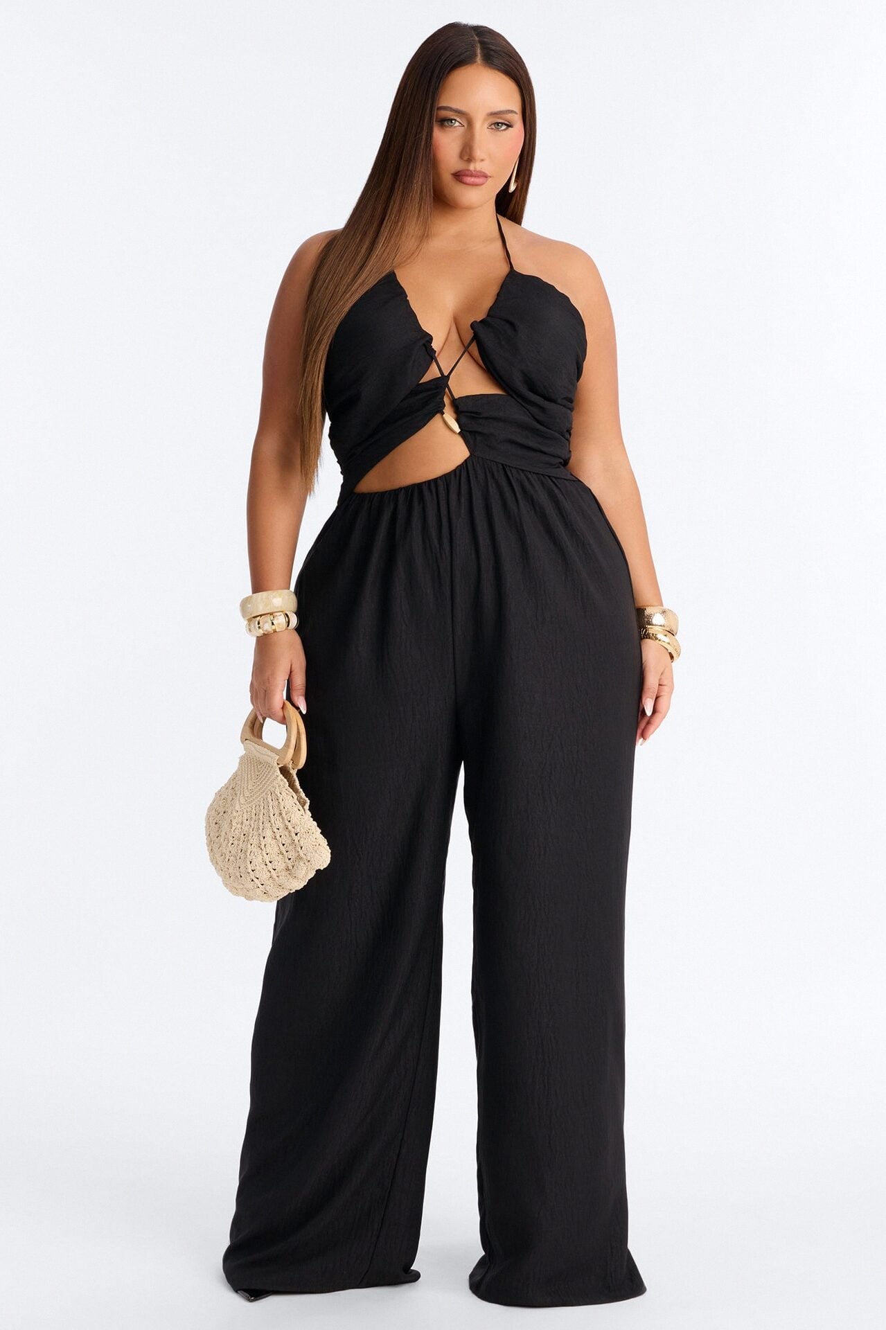 Grayson Strappy Wide Leg Jumpsuit - Black image 1