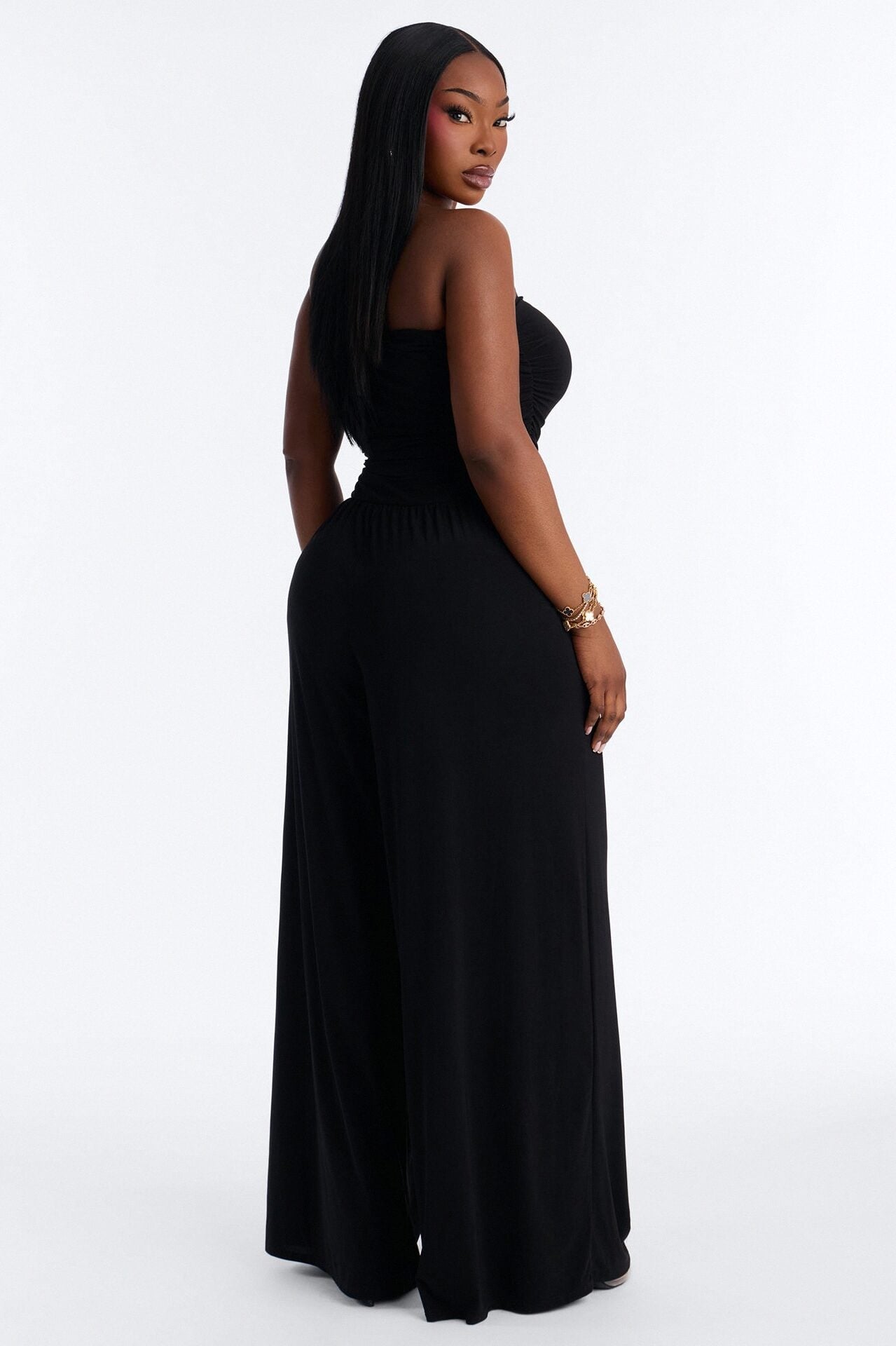Cierra Ruched Strapless Jumpsuit - Black image 1