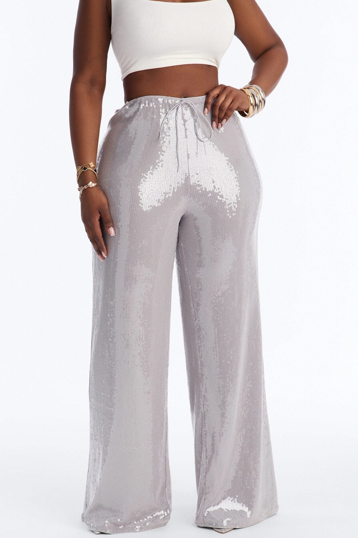 Glow Time Sequin Embellished Pants - Grey image 6