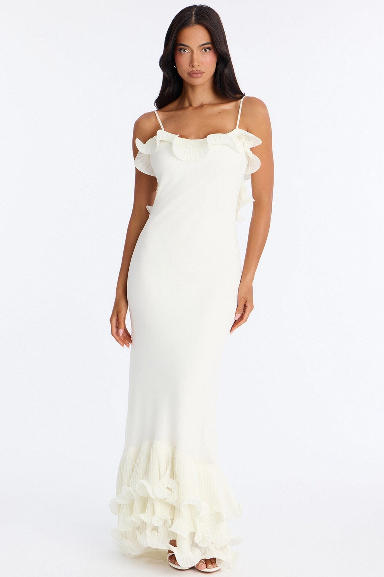 In Bloom Ruffle Chiffon Gown - White image 2