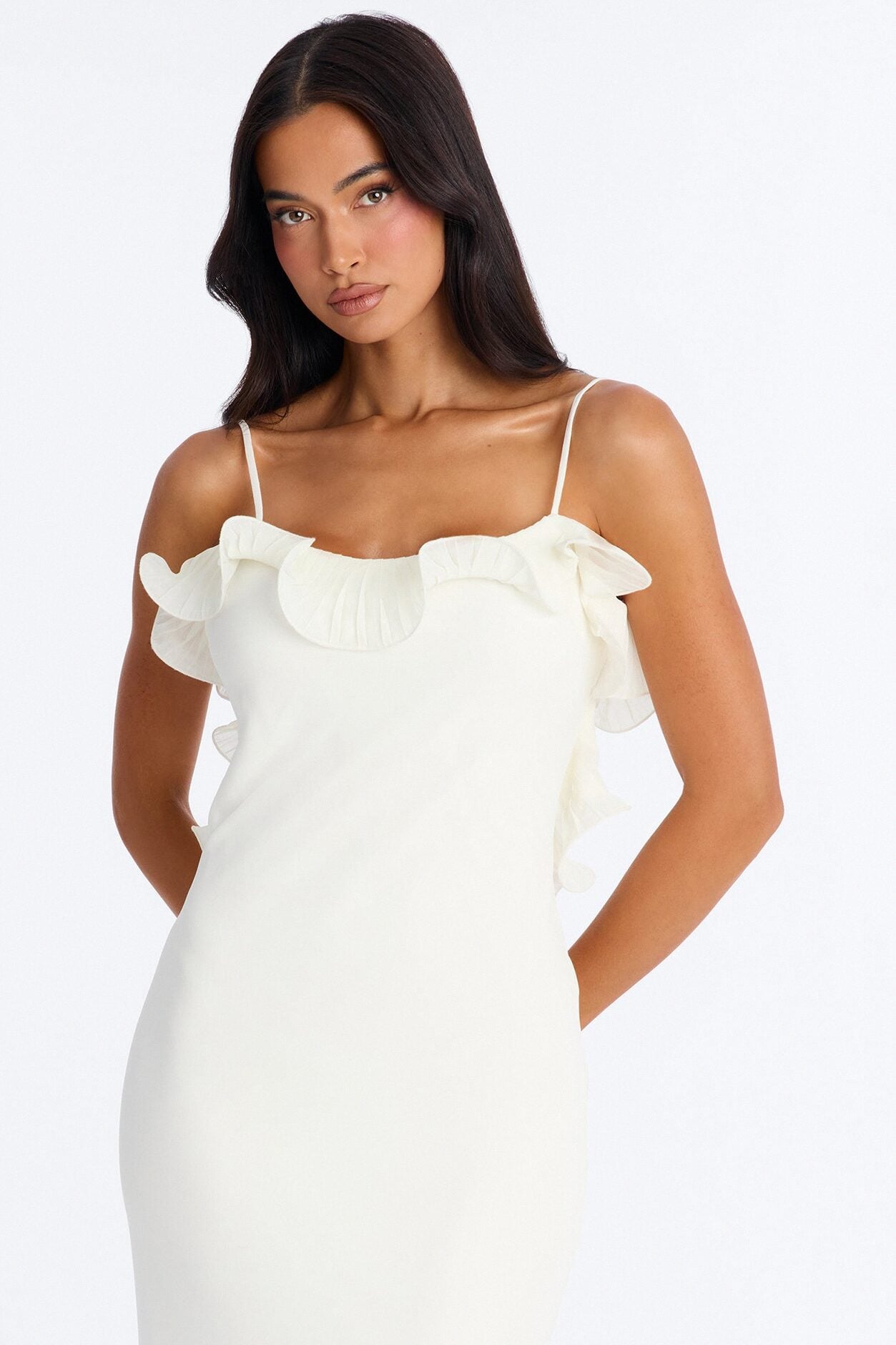 In Bloom Ruffle Chiffon Gown - White image 3