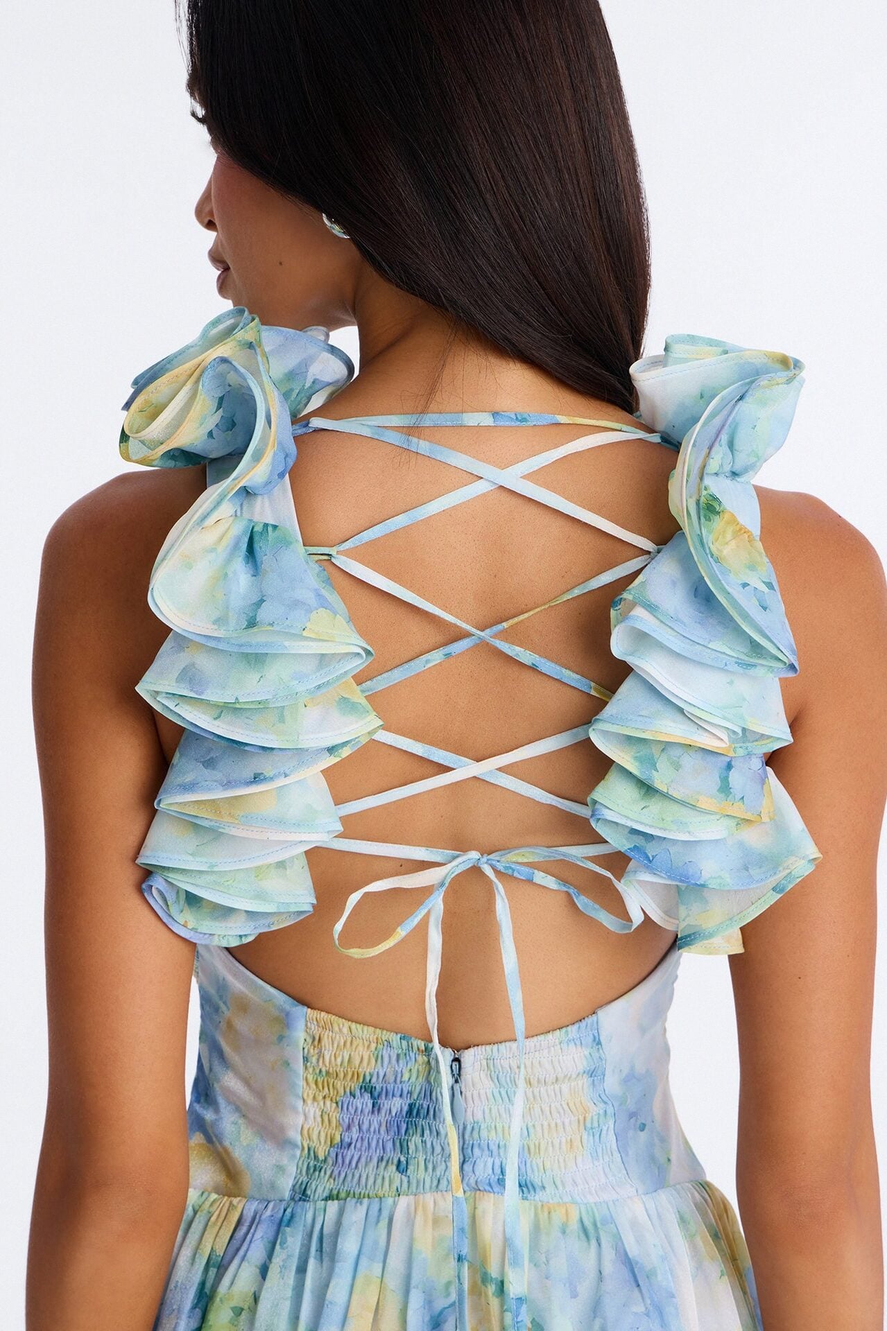 Garden Hour Ruffle Pleated Gown - Blue/combo image 4