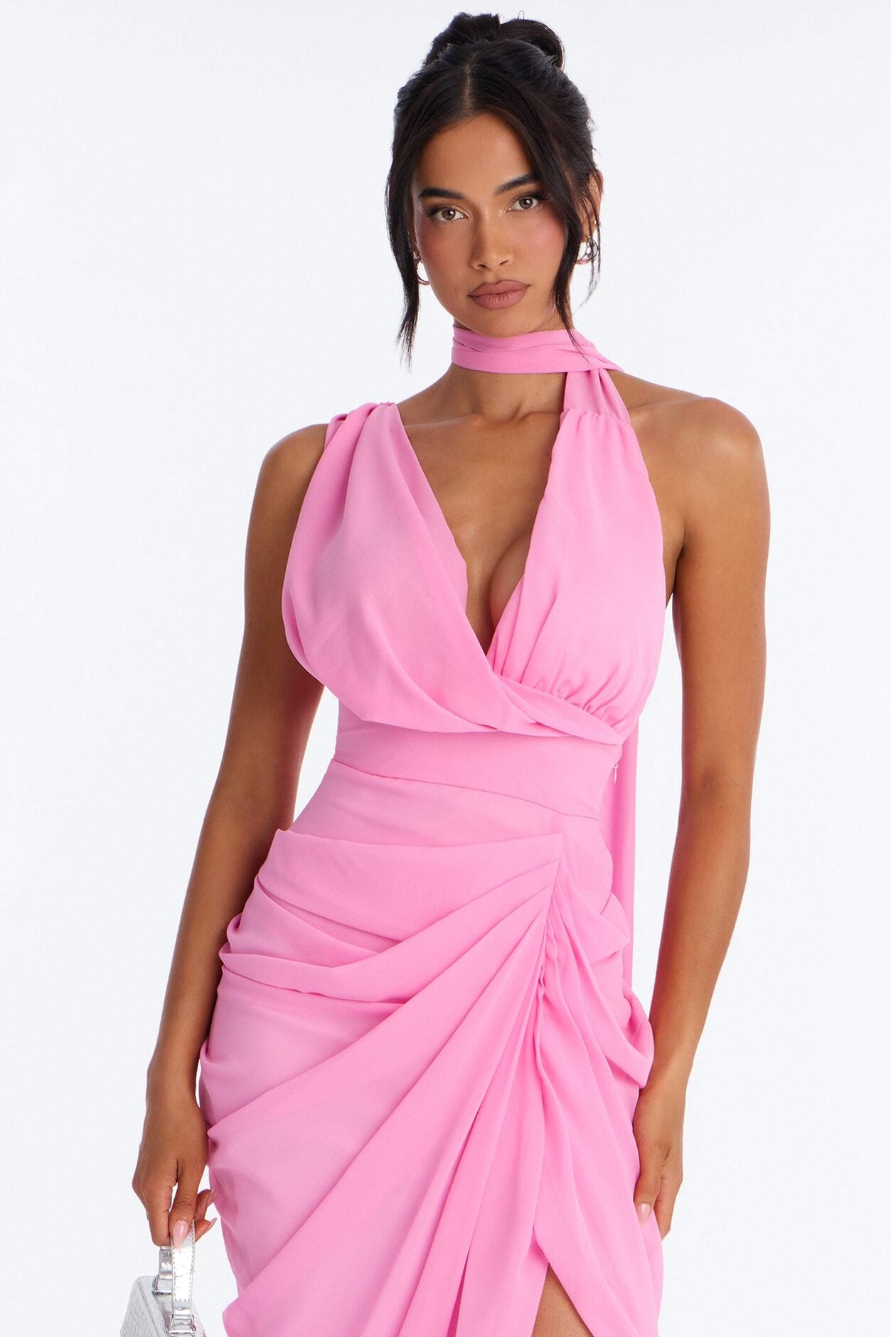 Main Character Ruched Chiffon Gown - Light Pink image 2