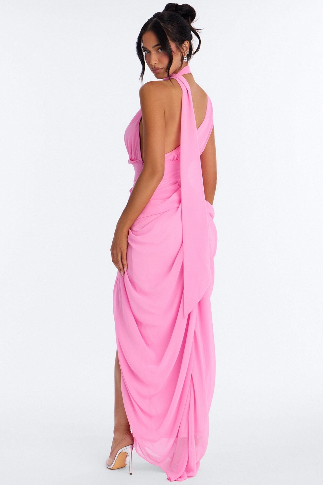 Main Character Ruched Chiffon Gown - Light Pink image 4