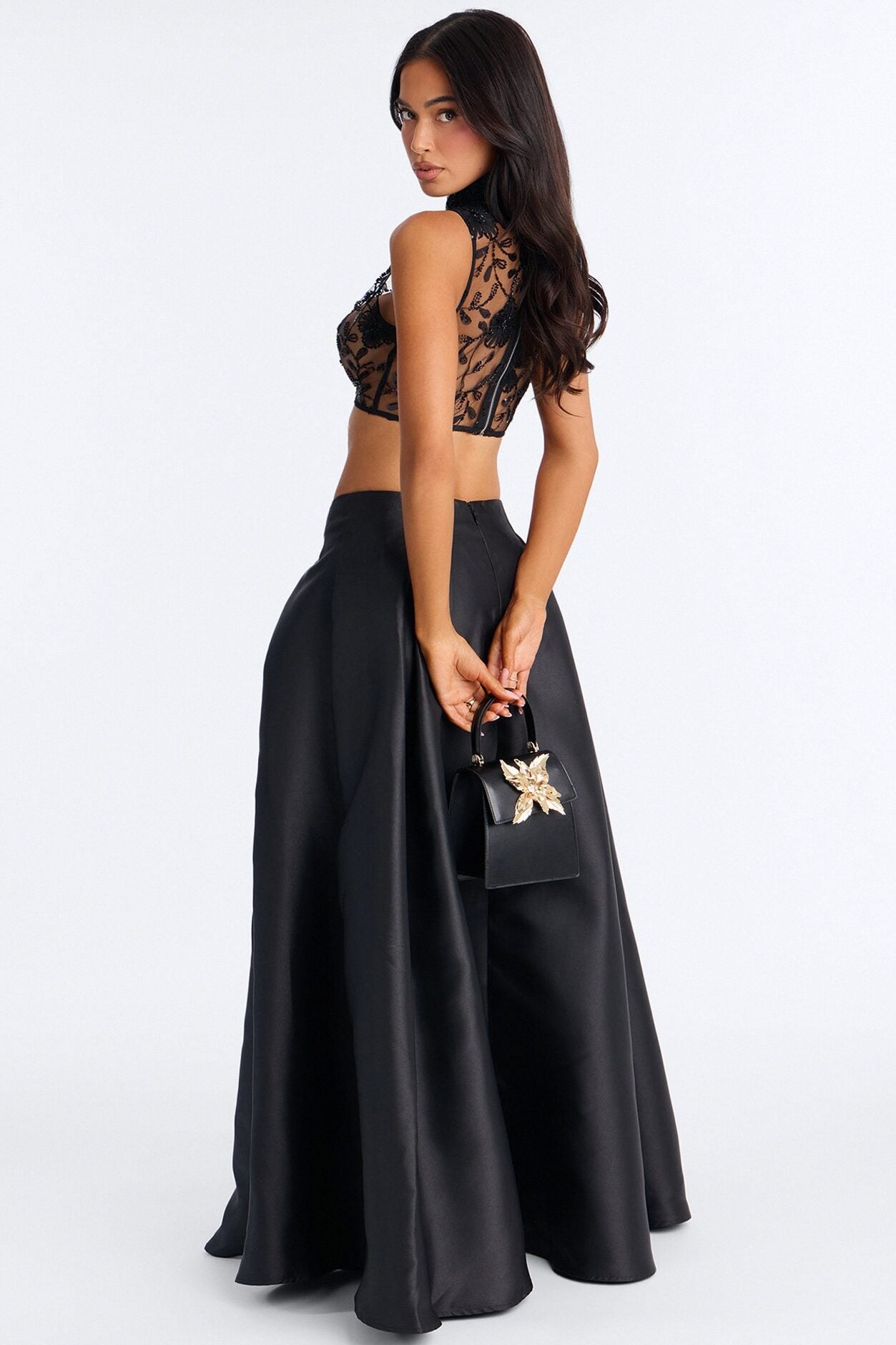 Raylee Embellished Taffeta Skirt Set - Black image 4