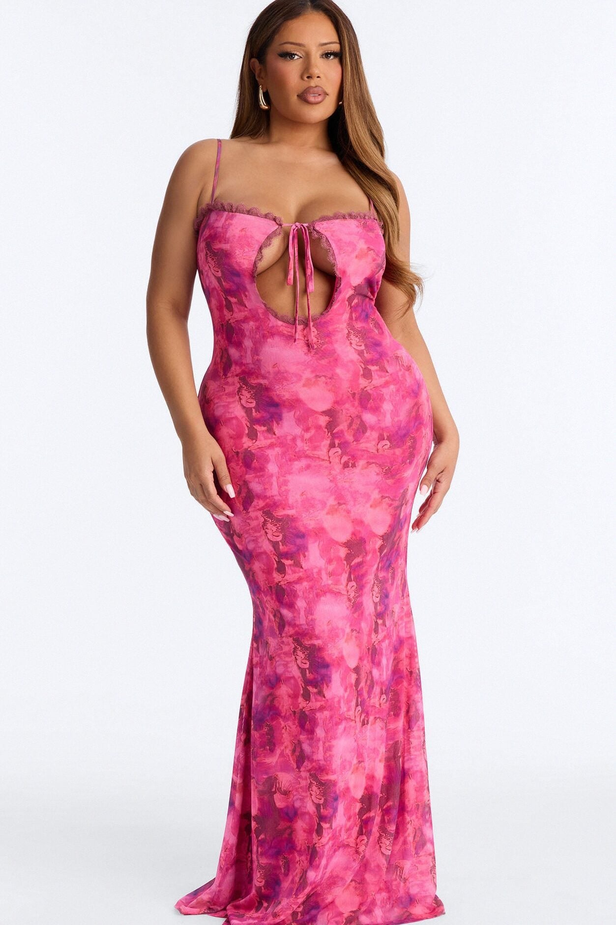 Selina Tie Dye Mesh Maxi Dress - Pink image 1