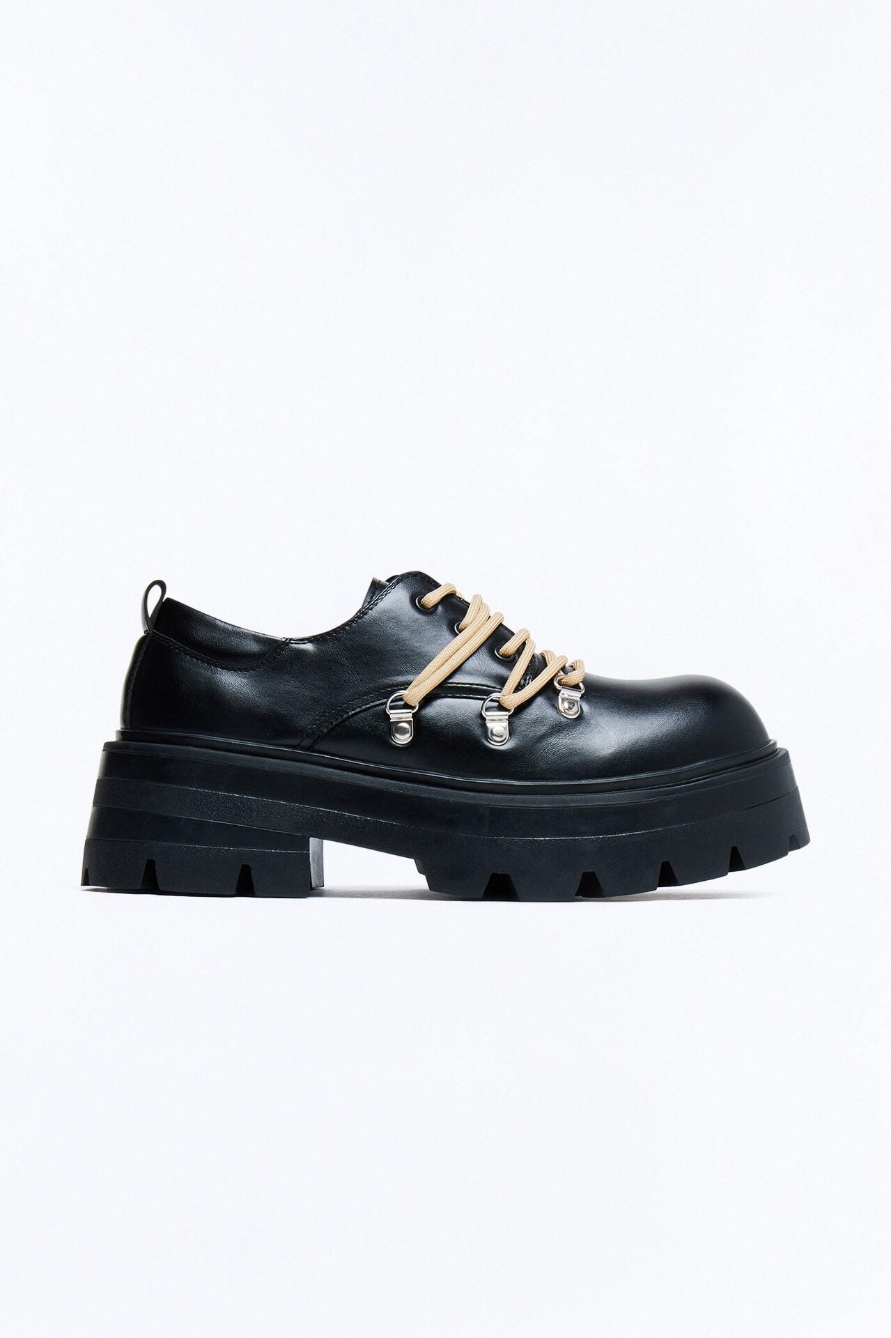 Chunky Hiker Lace Up Oxford Shoes - Black image 3