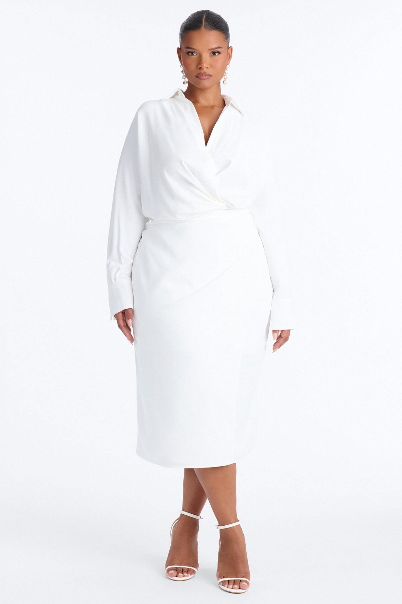 Giada Wrap Shirt Midi Dress - White image 1