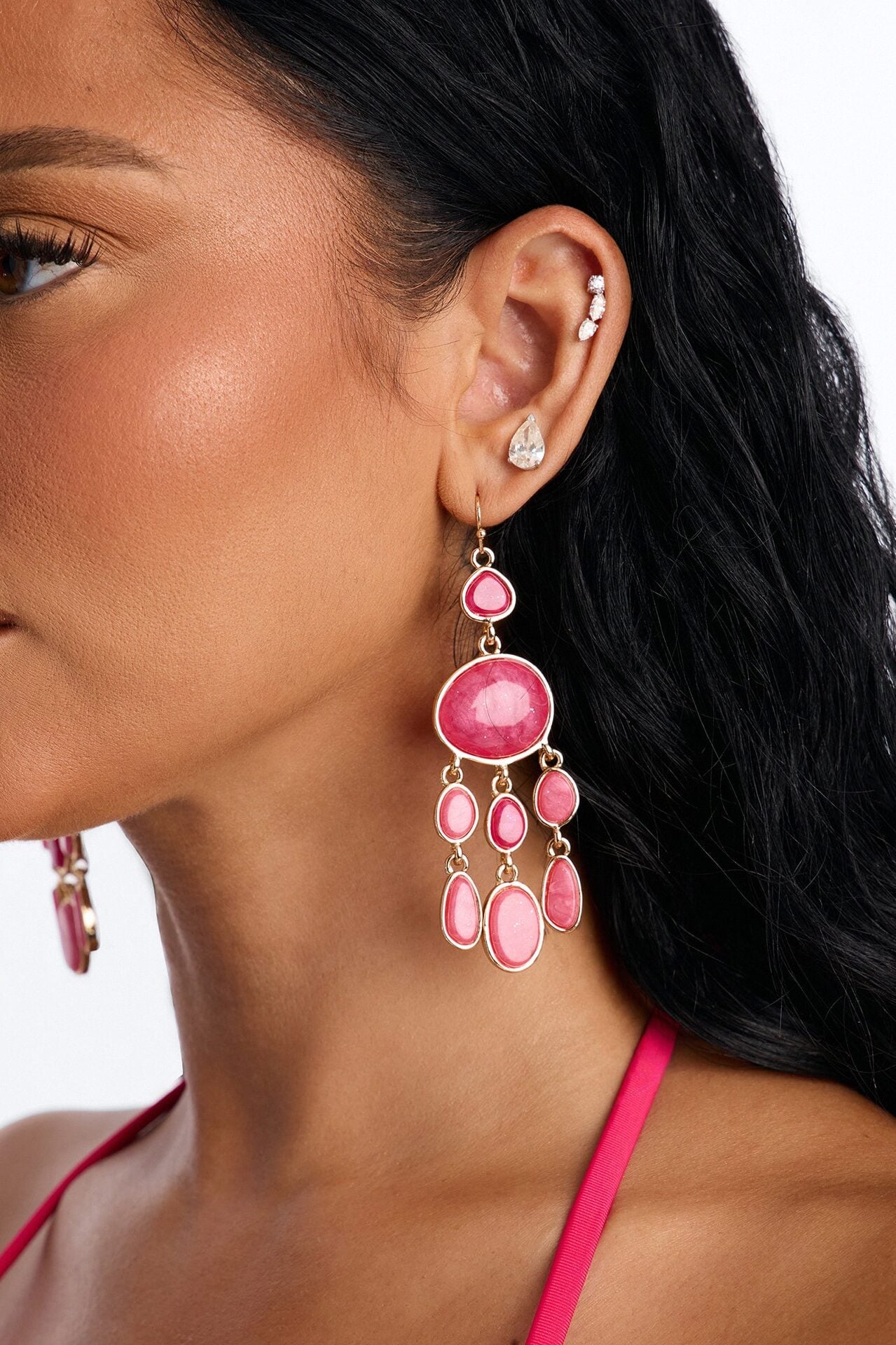 You Glow And Shine Drop Earrings - Pink image 2