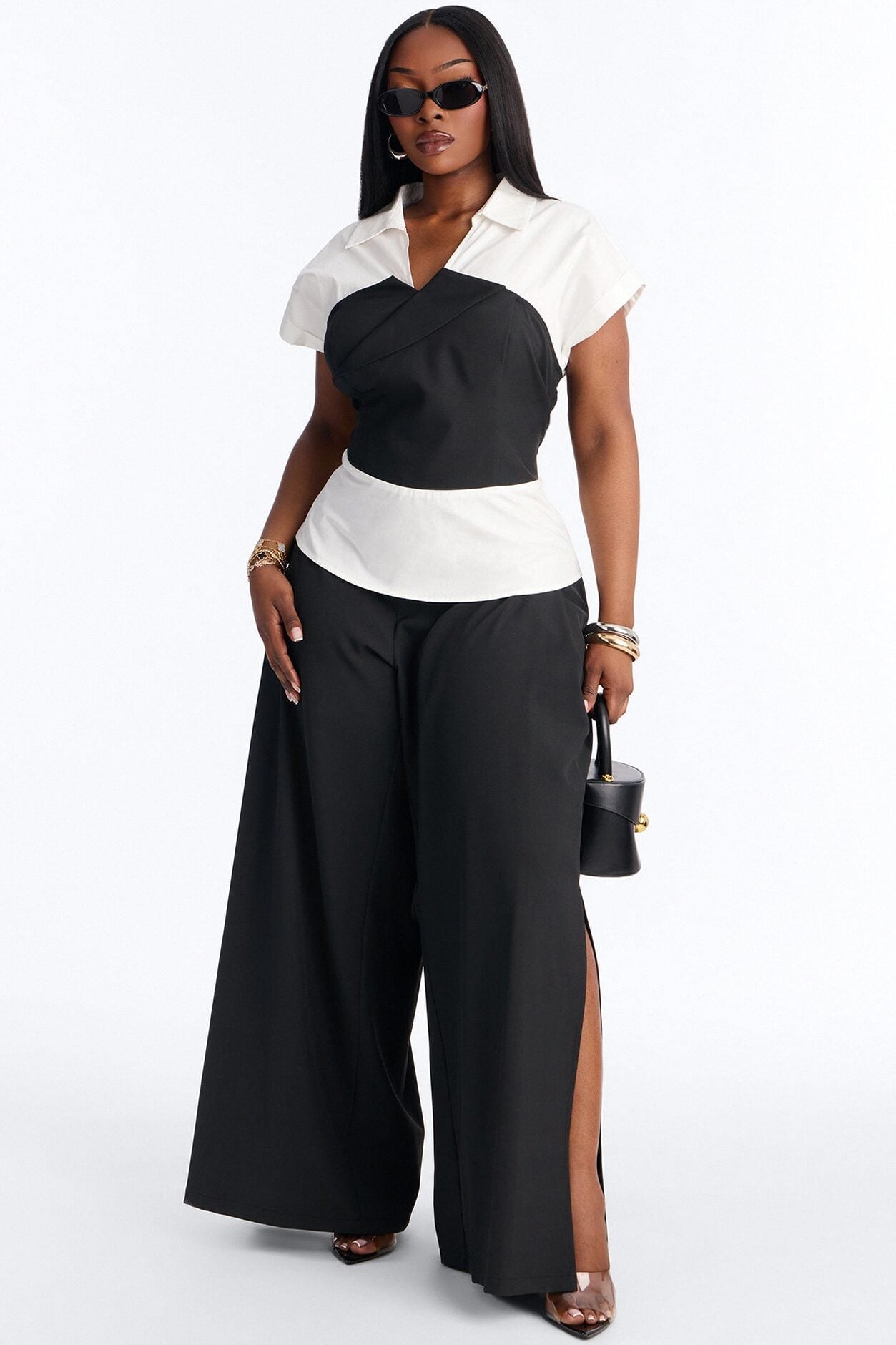Elsa Wide Leg Pant Set - Black image 1