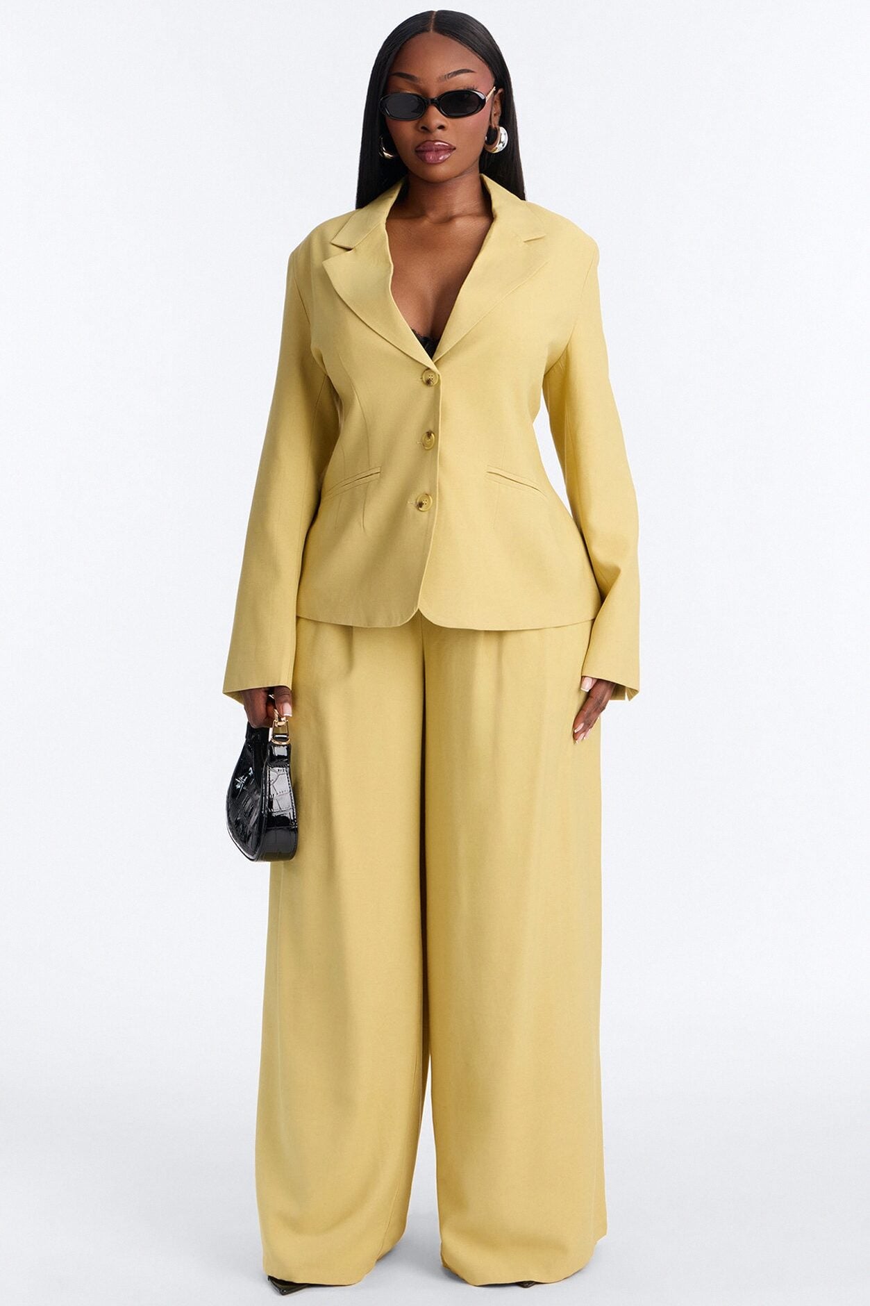 Elyse Linen Fitted Blazer - Honey image 1