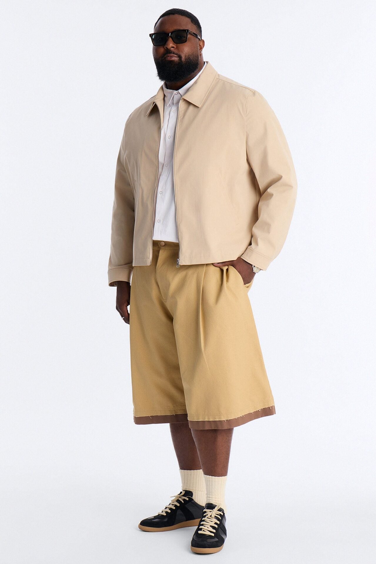 Baggy Pleated Milano Short - Tan image 6