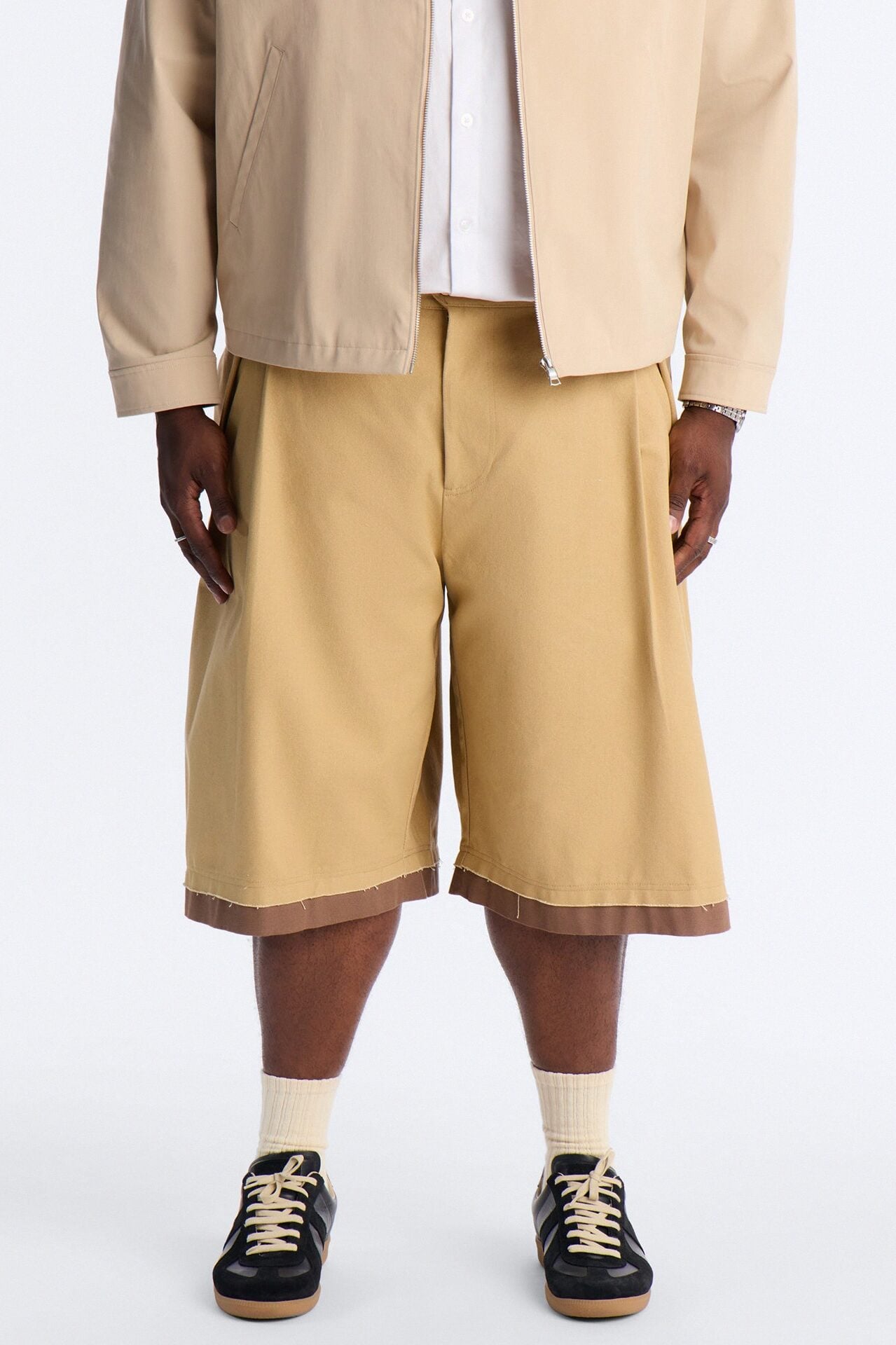Baggy Pleated Milano Short - Tan image 5