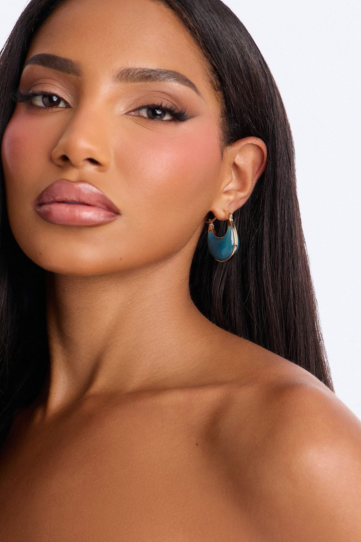 Jade Jeweled Drop Earrings - Gold/Blue image 2