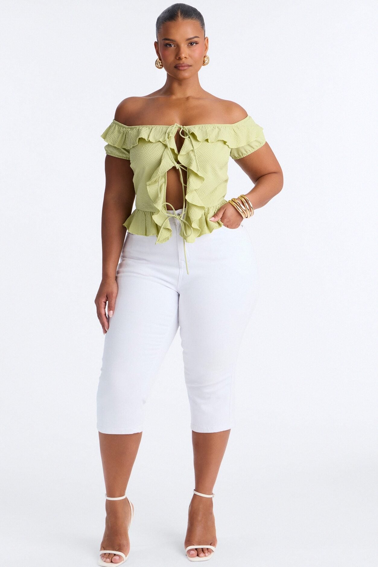 Matcha Girly Ruffle Flyaway Top - Sage image 1