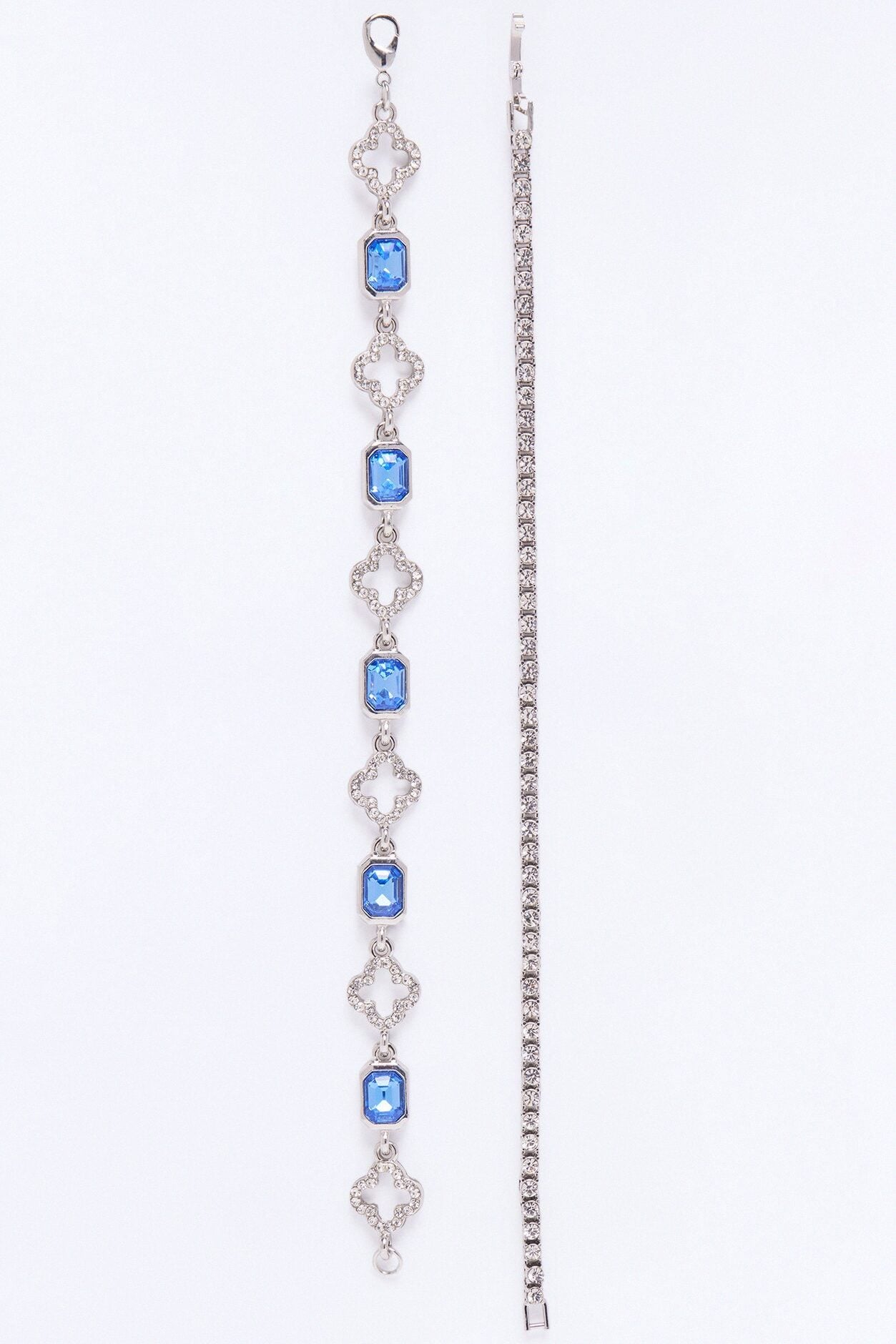 Clover Iced Gemstone Bracelet Set - Silver image 3