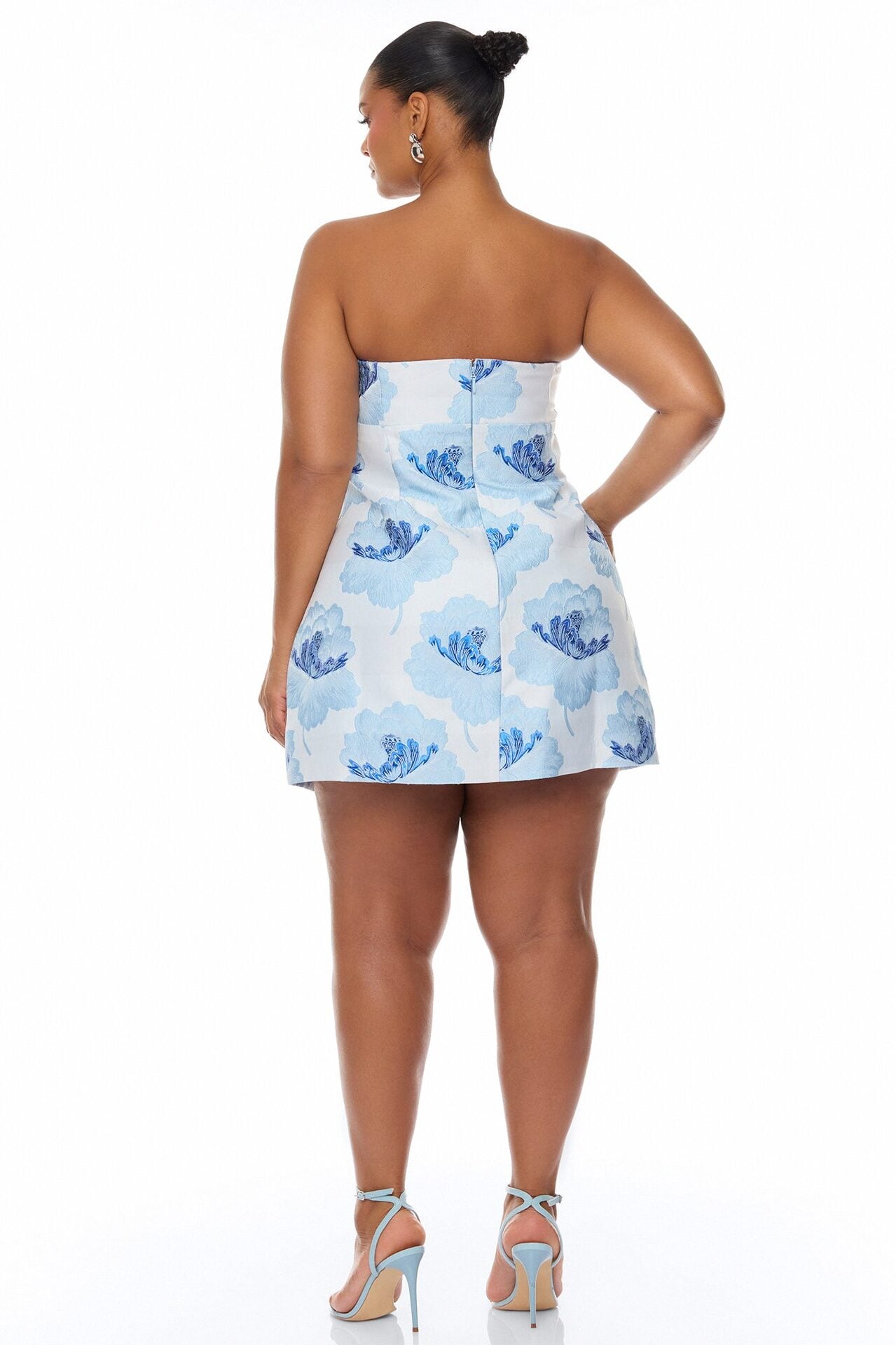 Fiora Strapless Jacquard Mini Dress - Blue image 8