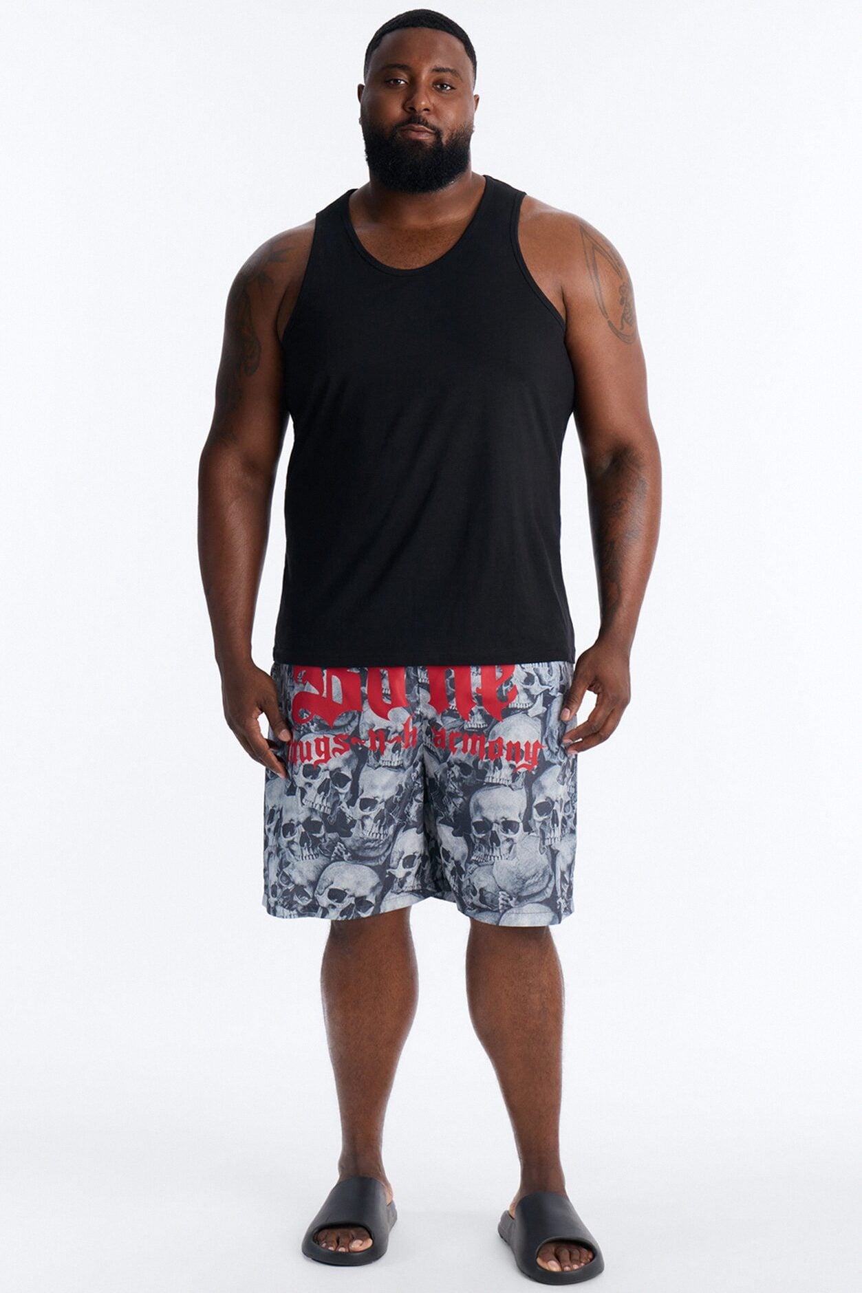 Bone Thugs And Harmony Printed Swim Trunk 7″ - Grey image 1