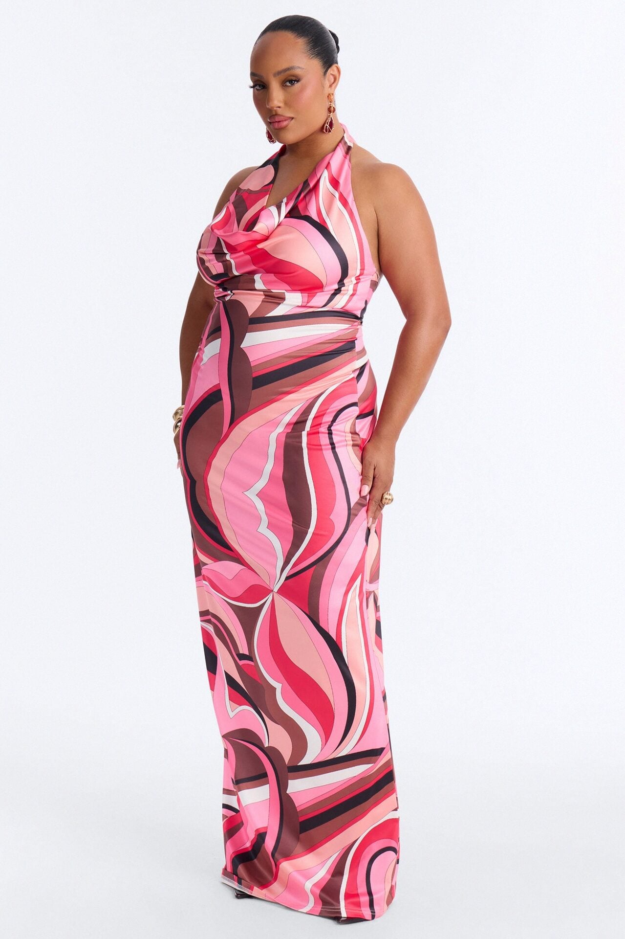 Emilia Backless Maxi Dress - Pink/combo image 1