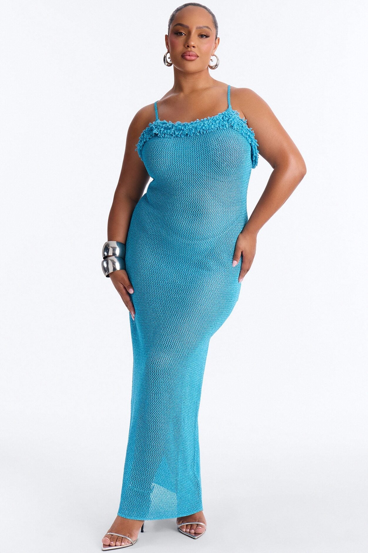 All That Glitters Crochet Maxi Dress - Aqua image 1