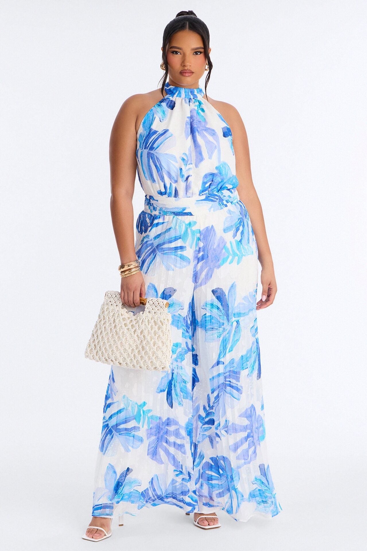 Deanna Tropical Chiffon Wide Leg - Blue image 1